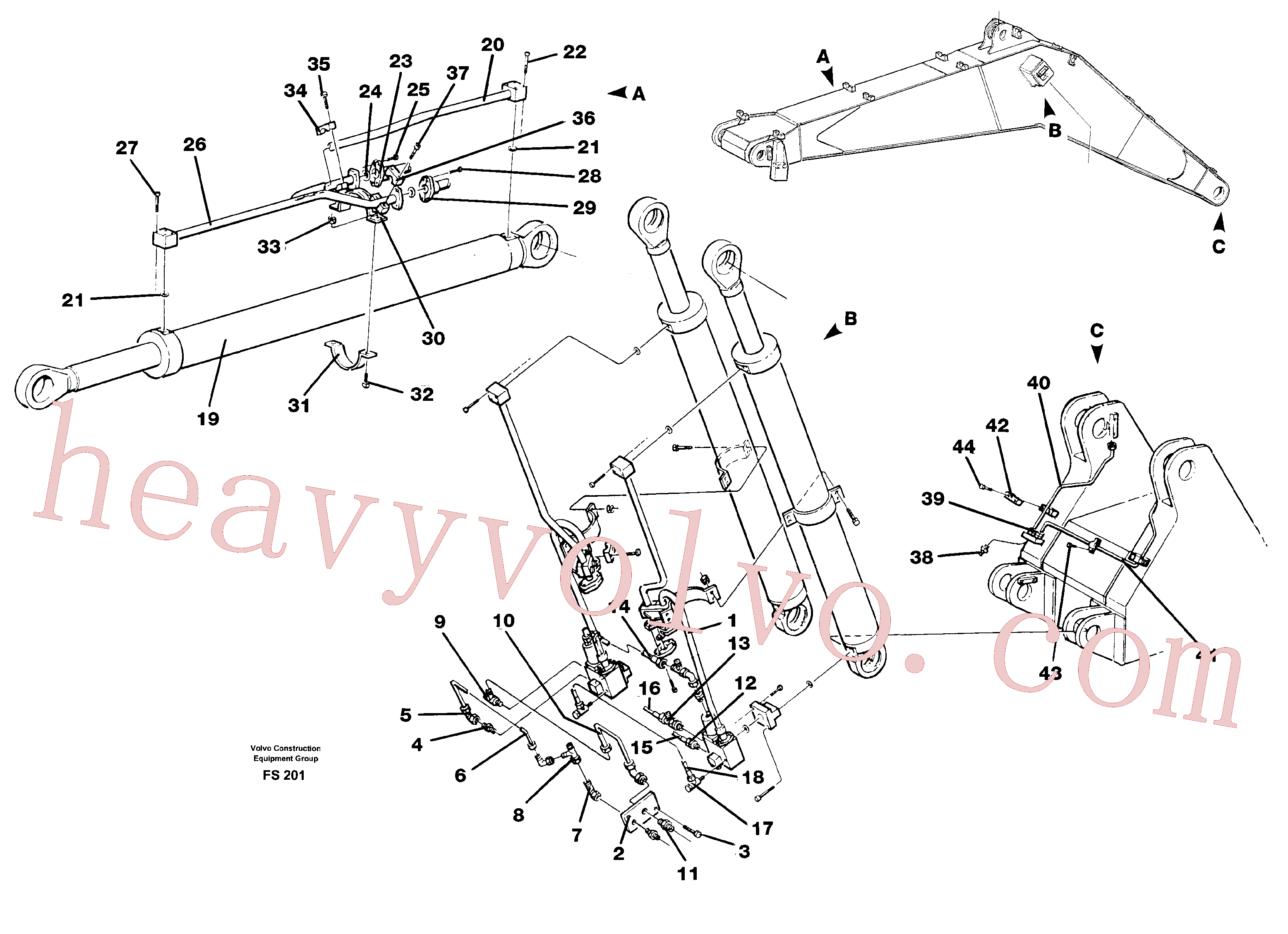 VOE14014663 for Volvo Backhoe boom 6.65 m(FS201 assembly)