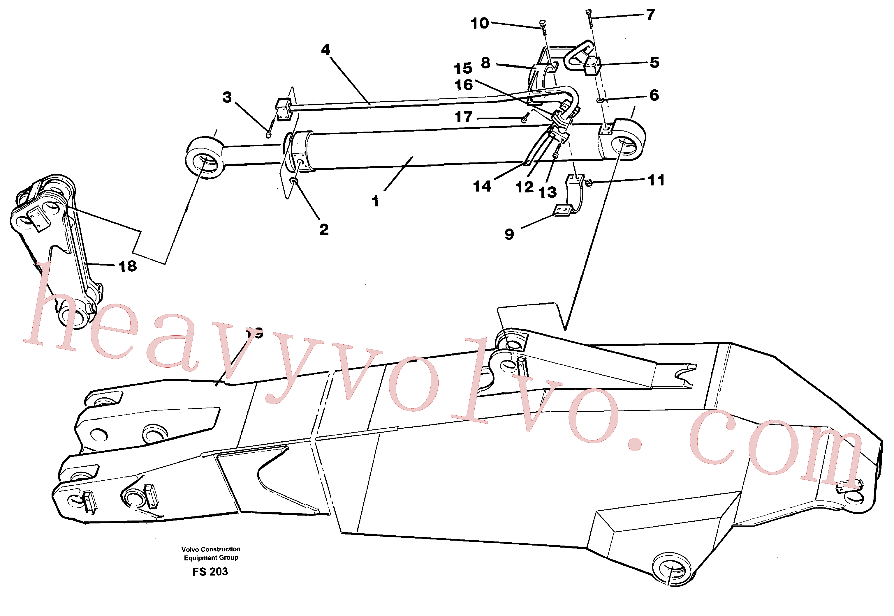 VOE14240240 for Volvo Dipper arm 2.50,3.50 m(FS203 assembly)