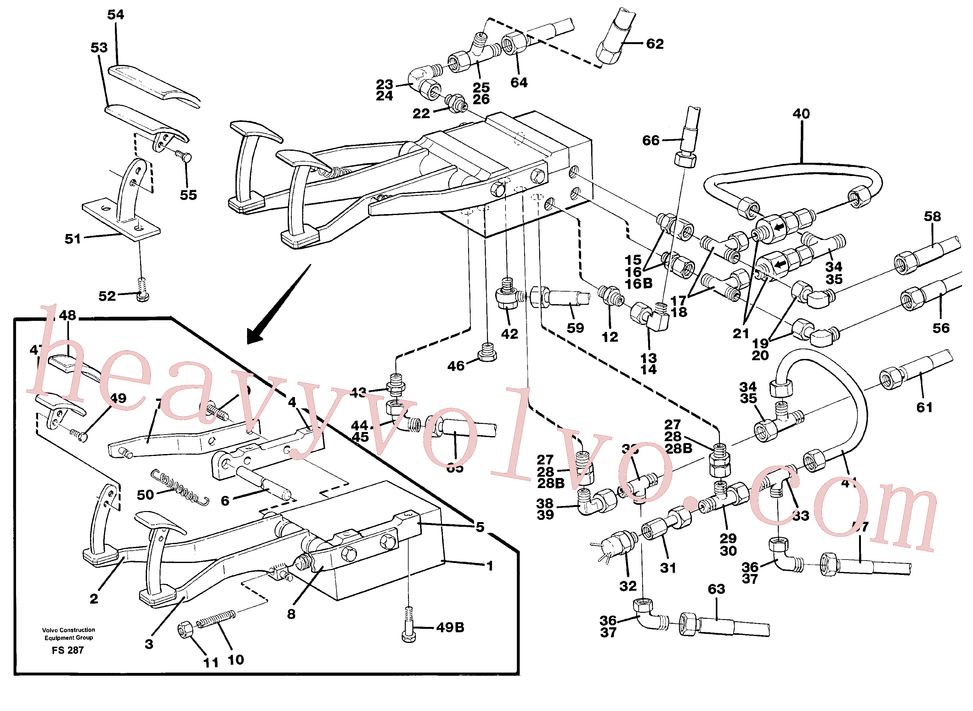 VOE14243536 for Volvo Pedal valve with foot rest and fittings(FS287 assembly)