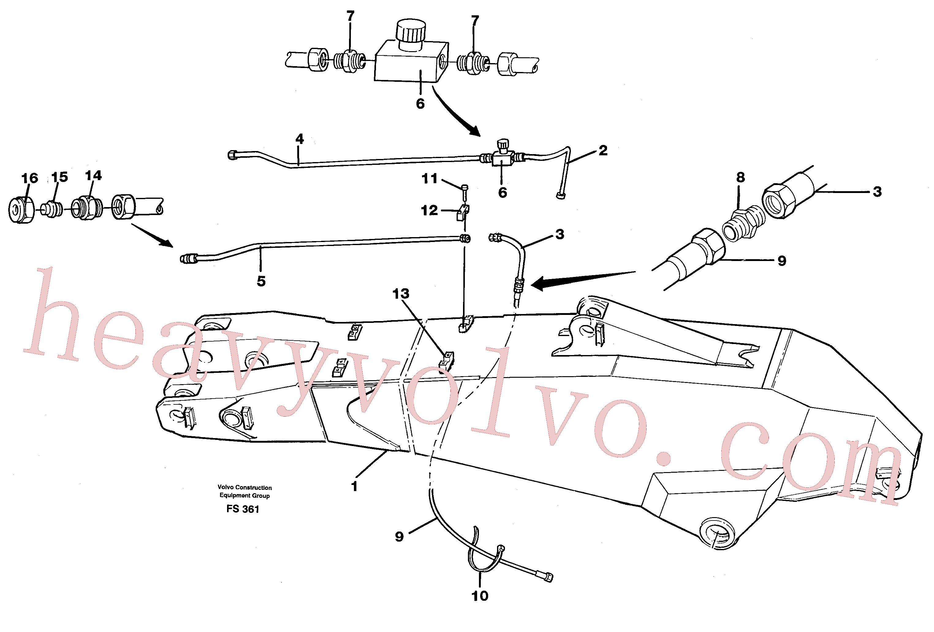 VOE14241544 for Volvo Hydraulics for slope/rot.on dipper arm 2.50/3.50 M(FS361 assembly)