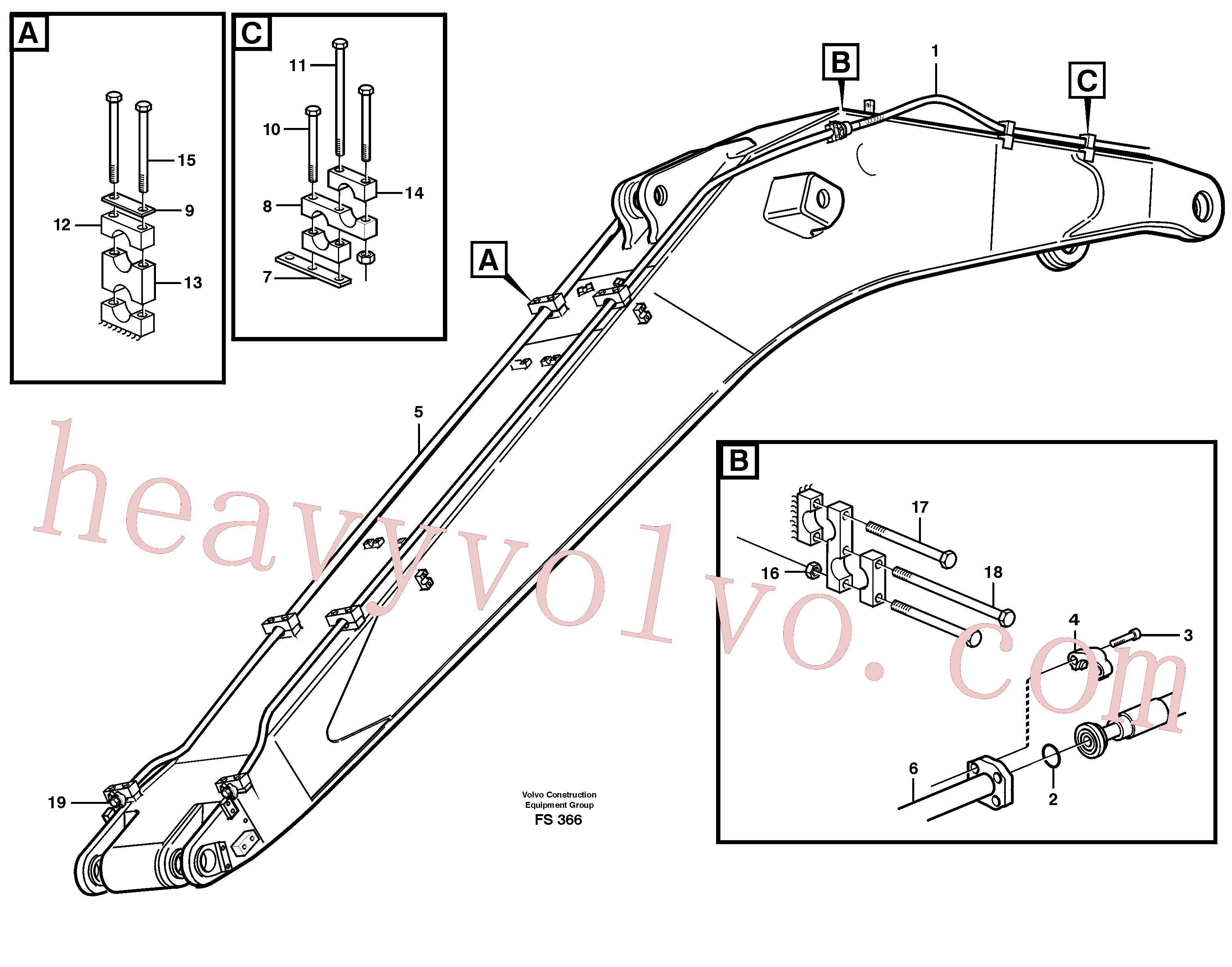 VOE14043569 for Volvo Hydraulics for hammer on boom 6.65 M(FS366 assembly)