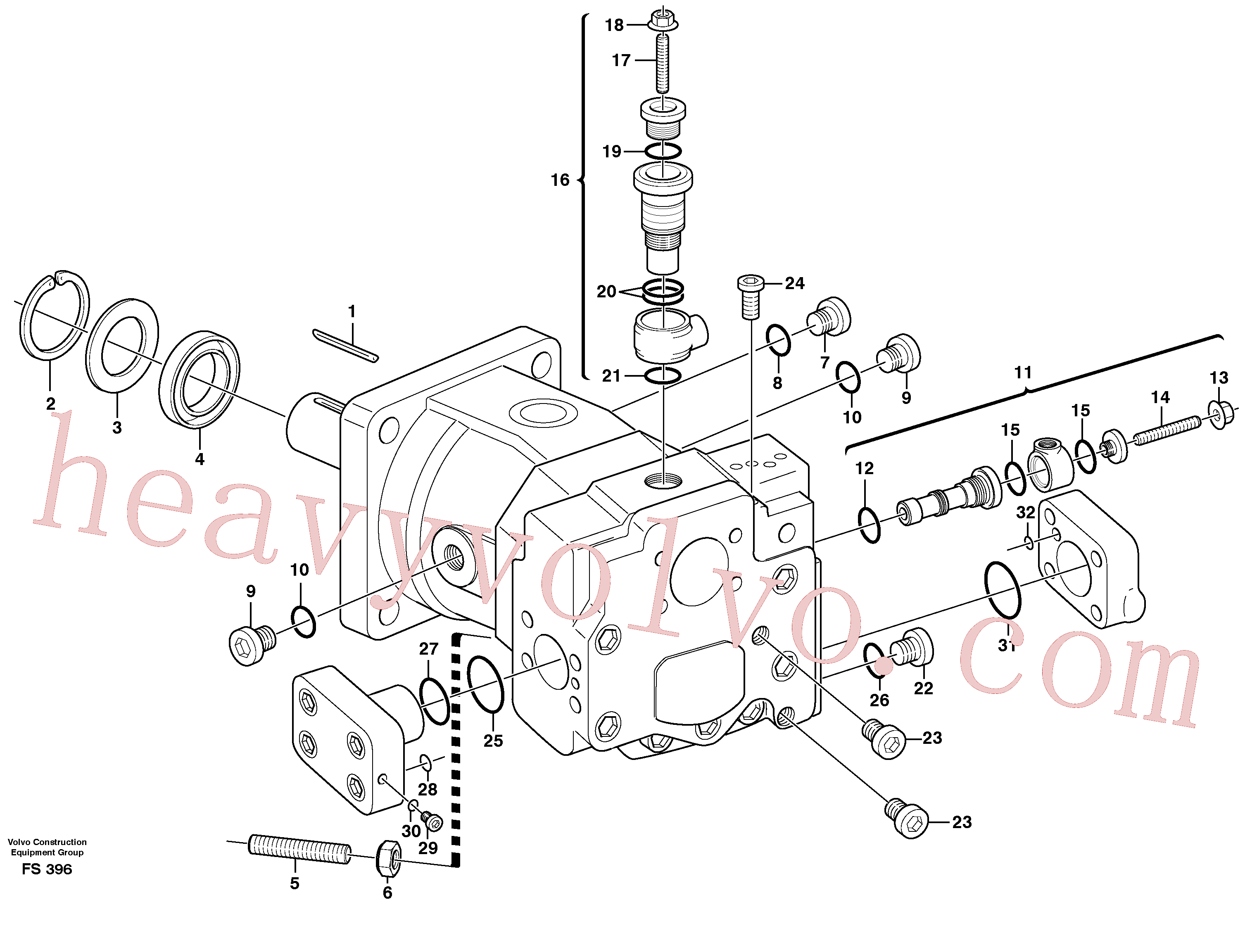 VOE17225536 for Volvo Hydraulic pump P2/p3(FS396 assembly)