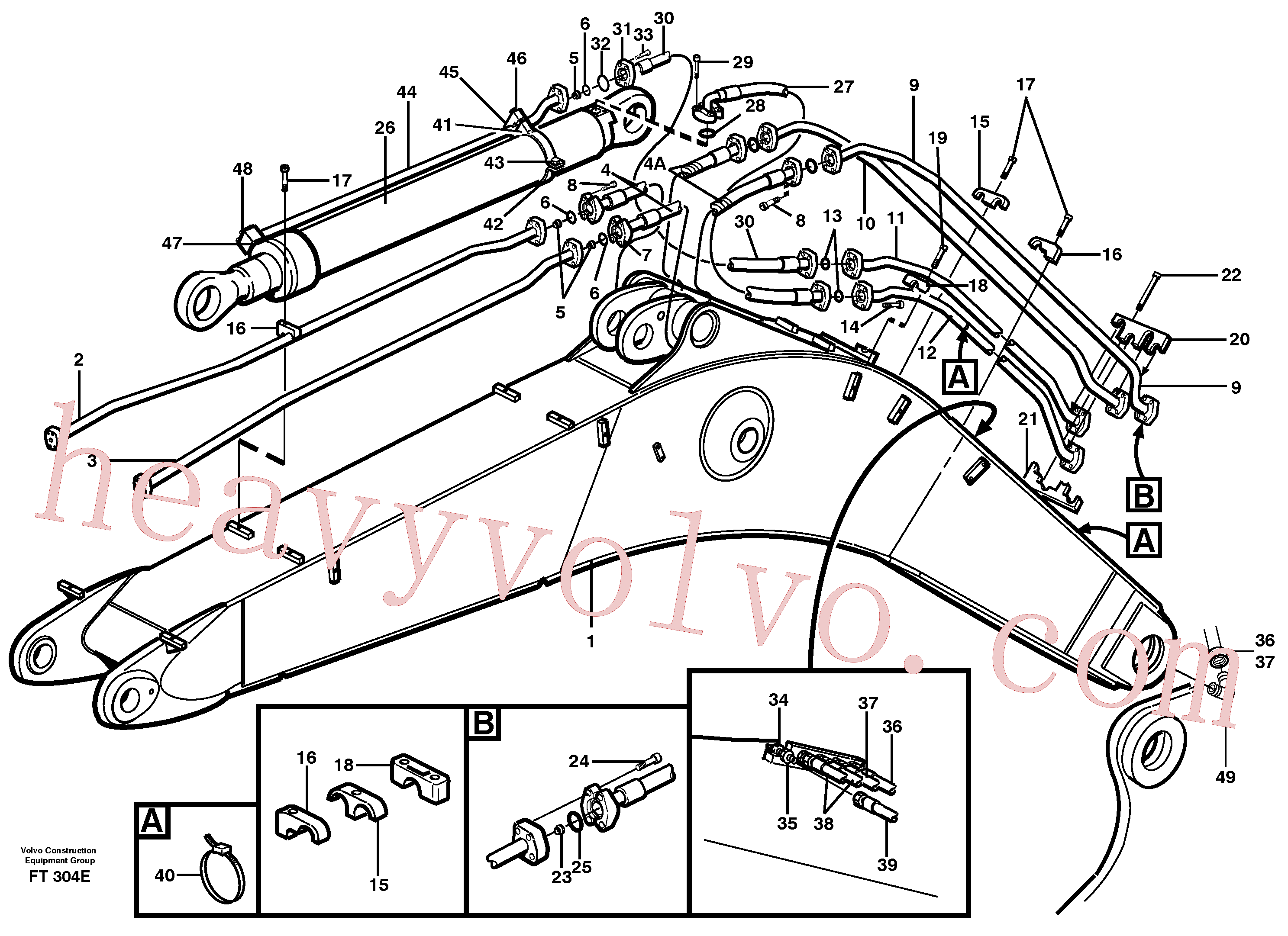 VOE14340093 for Volvo Hydraulic system, backhoeboom, 6,0m Me, 6,7m, 7,0m(FT304E assembly)