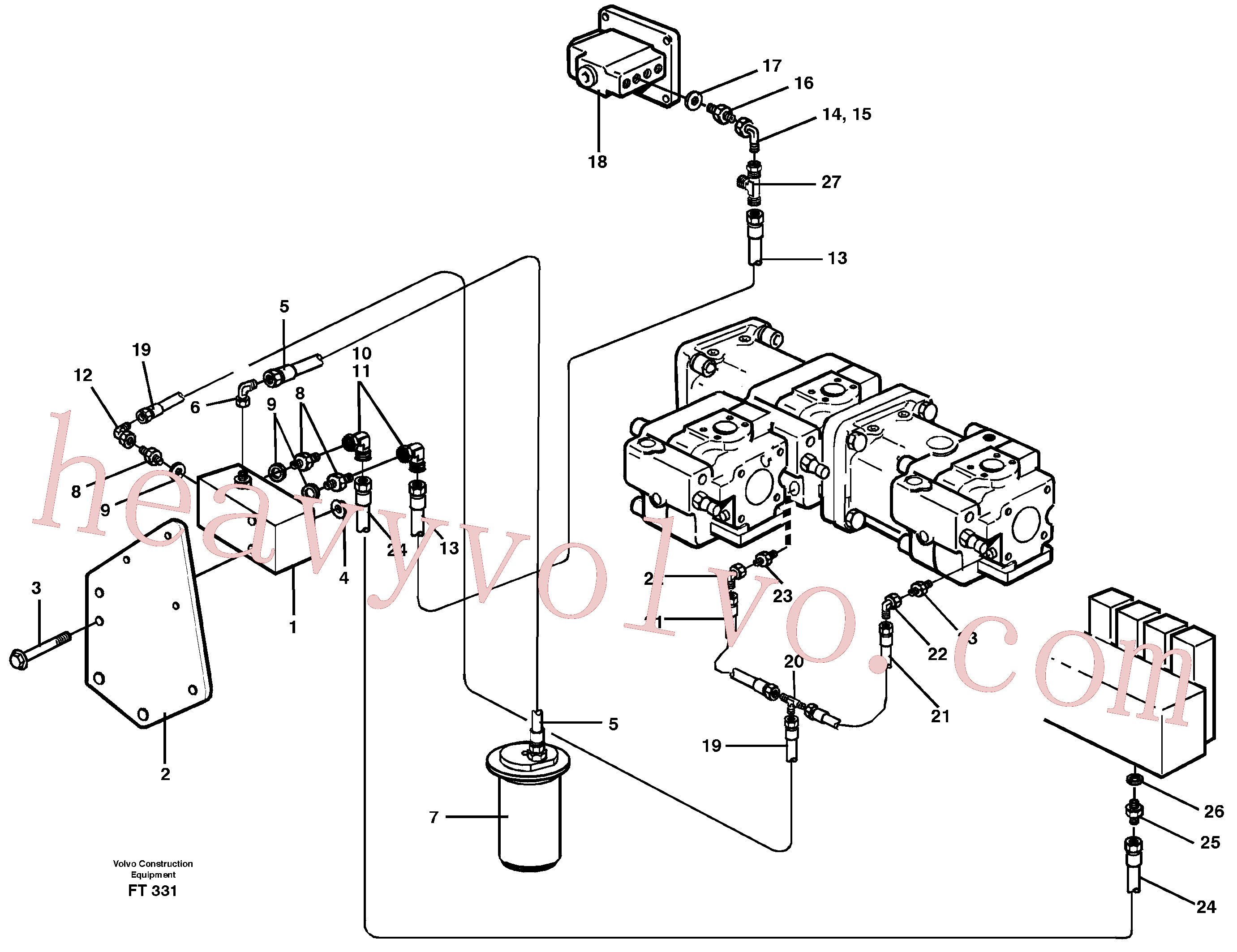 VOE14215484 for Volvo Servo hydraulics, down shift valve(FT331 assembly)