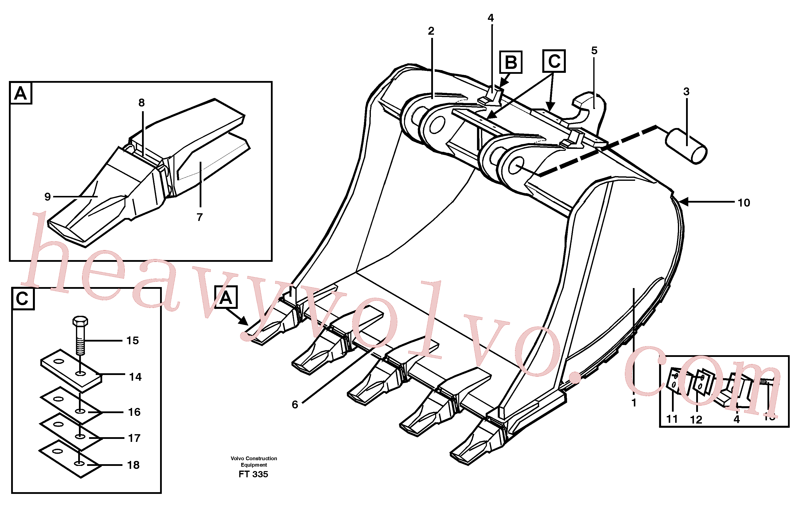 VOE14322902 for Volvo Buckets for Quickfit Esco Super V(FT335 assembly)