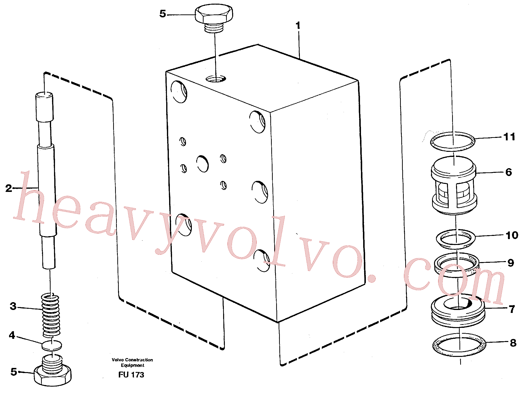 VOE14342589 for Volvo Connection valve Crawler track(FU173 assembly)