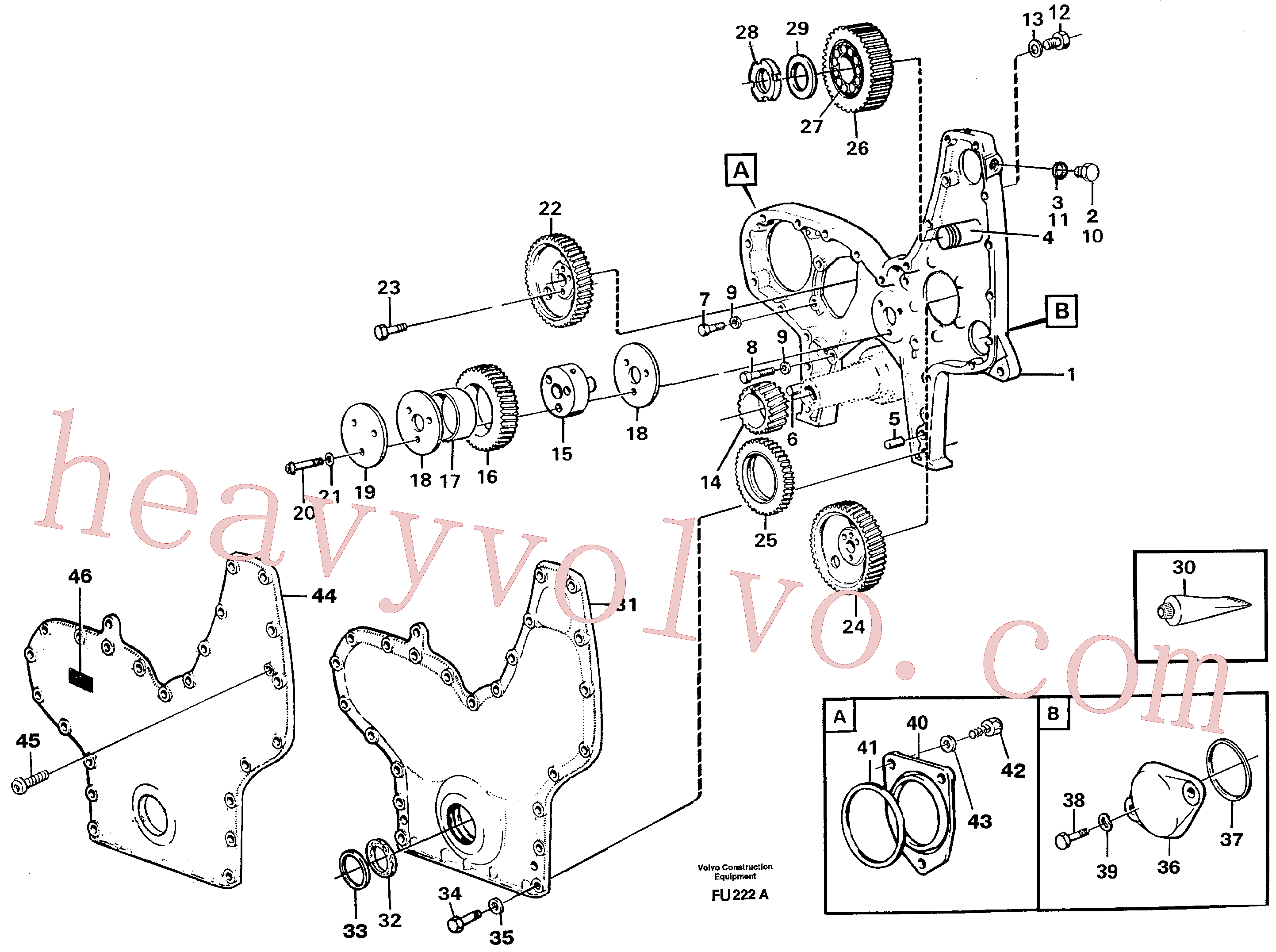 VOE11841618 for Volvo Timing gear casing and gears.(FU222A assembly)