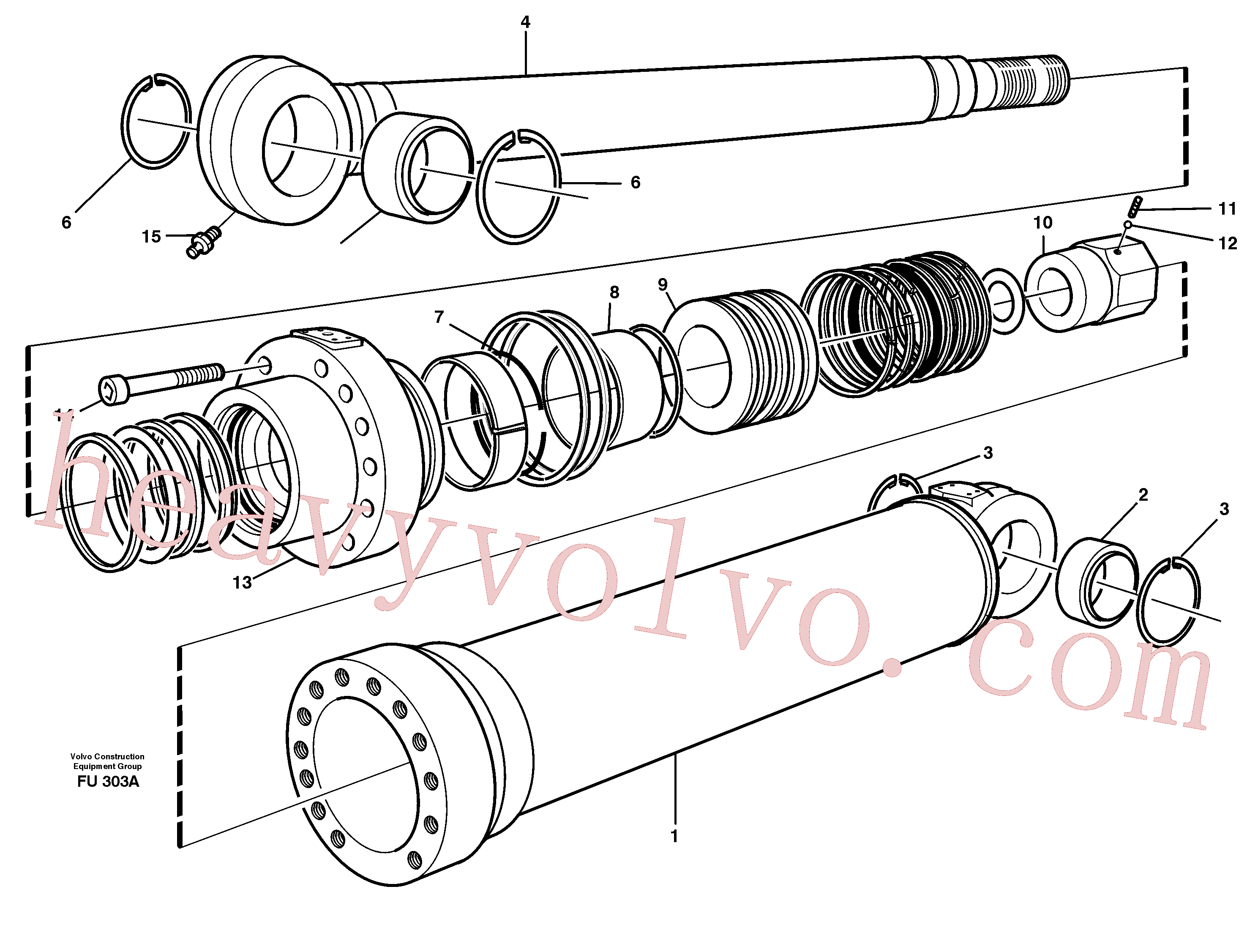 VOE14344621 for Volvo Hydraulic cylinder, boom(FU303A assembly)