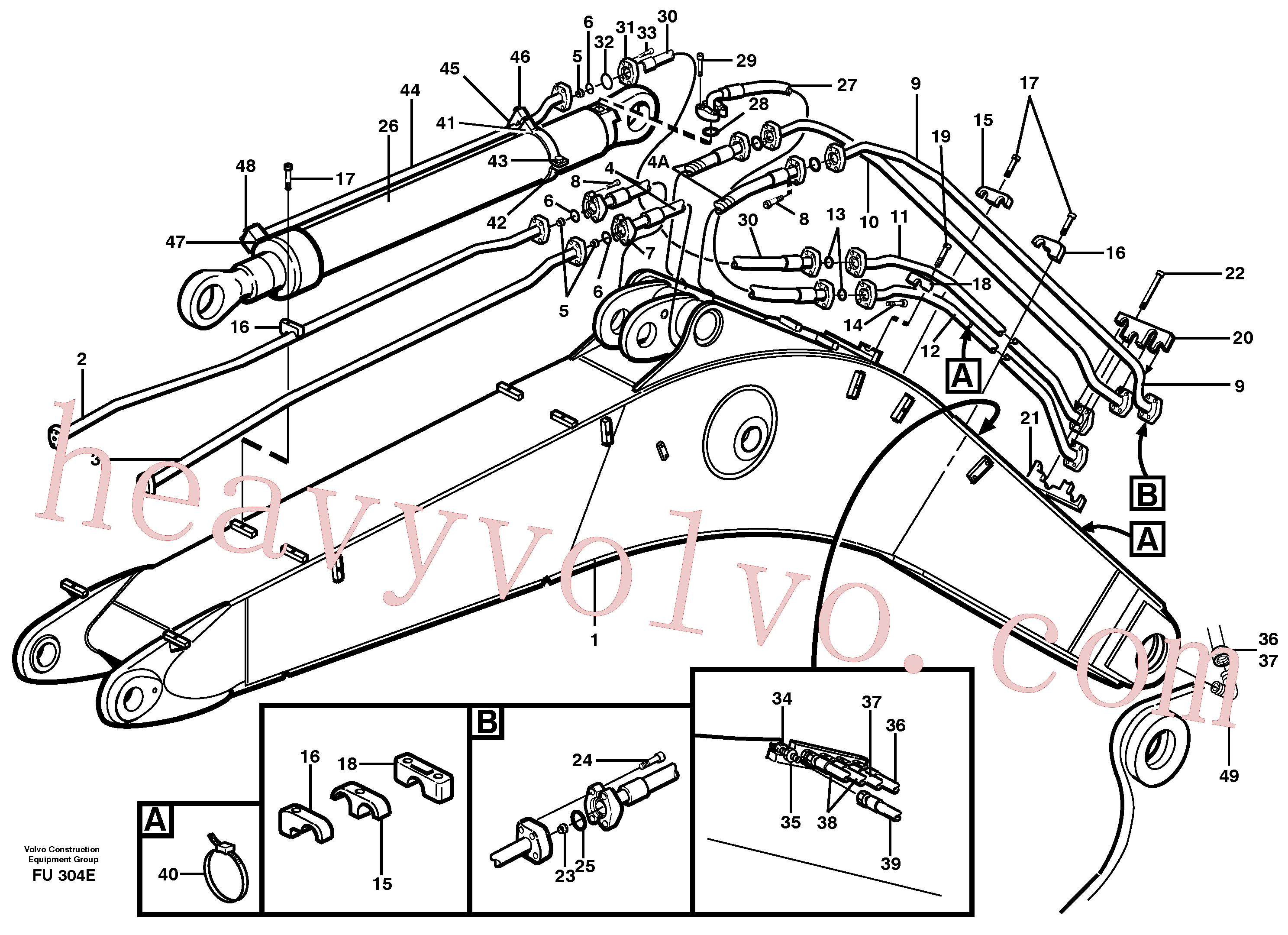 VOE13973967 for Volvo Hydraulic system, backhoeboom, 6,0m Me, 6,7m, 7,0m(FU304E assembly)