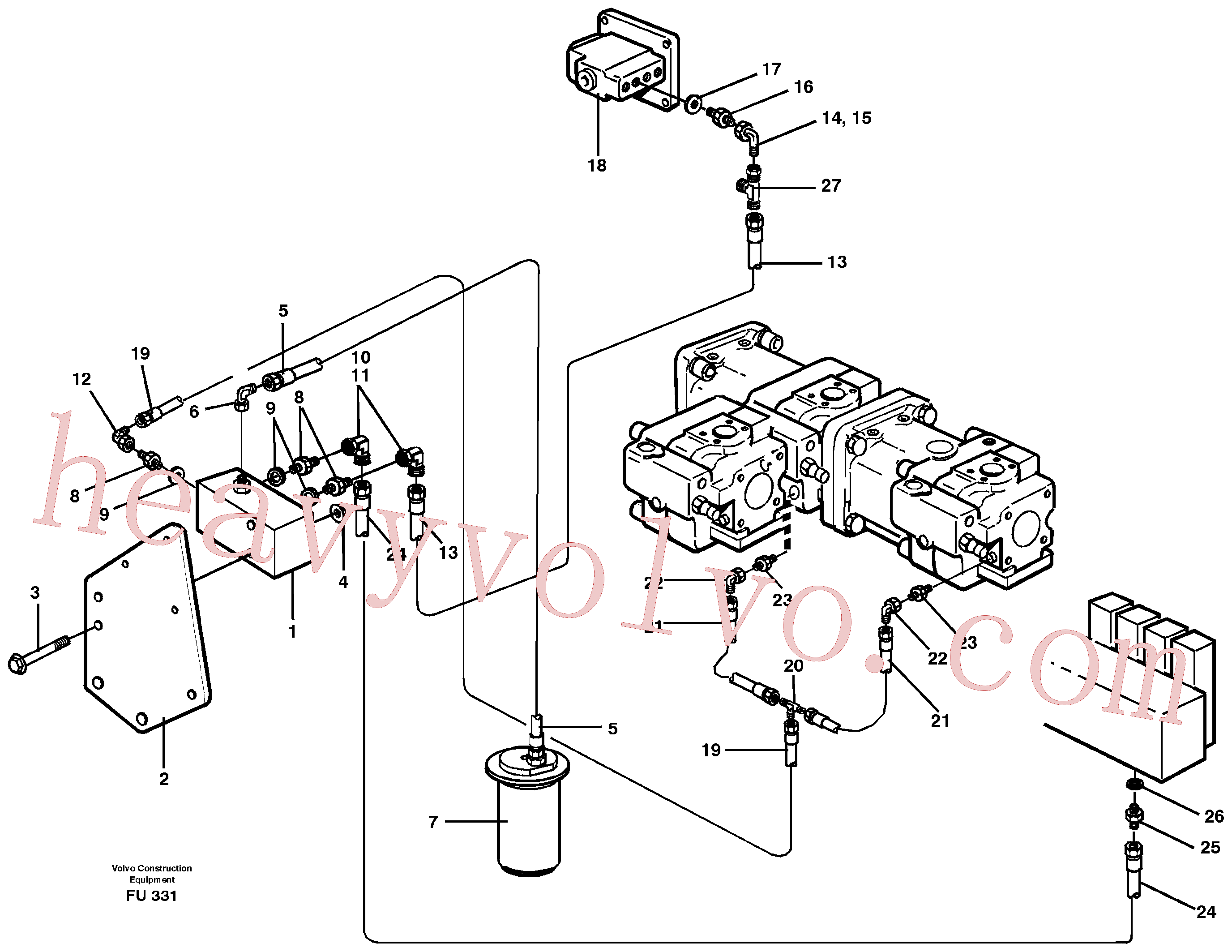 VOE14215484 for Volvo Servo hydraulics, down shift valve(FU331 assembly)