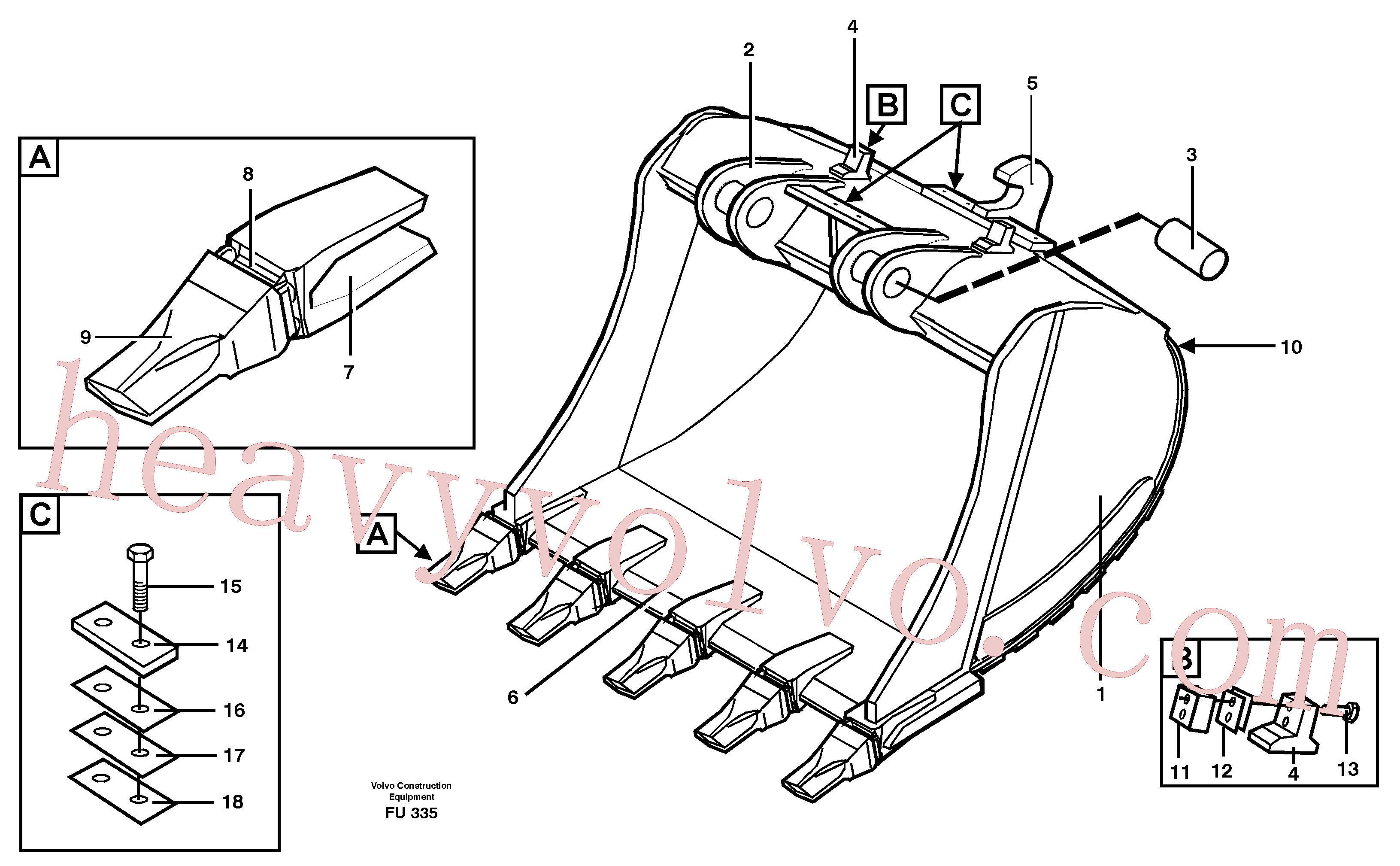 VOE14322902 for Volvo Buckets for Quickfit Esco Super V(FU335 assembly)