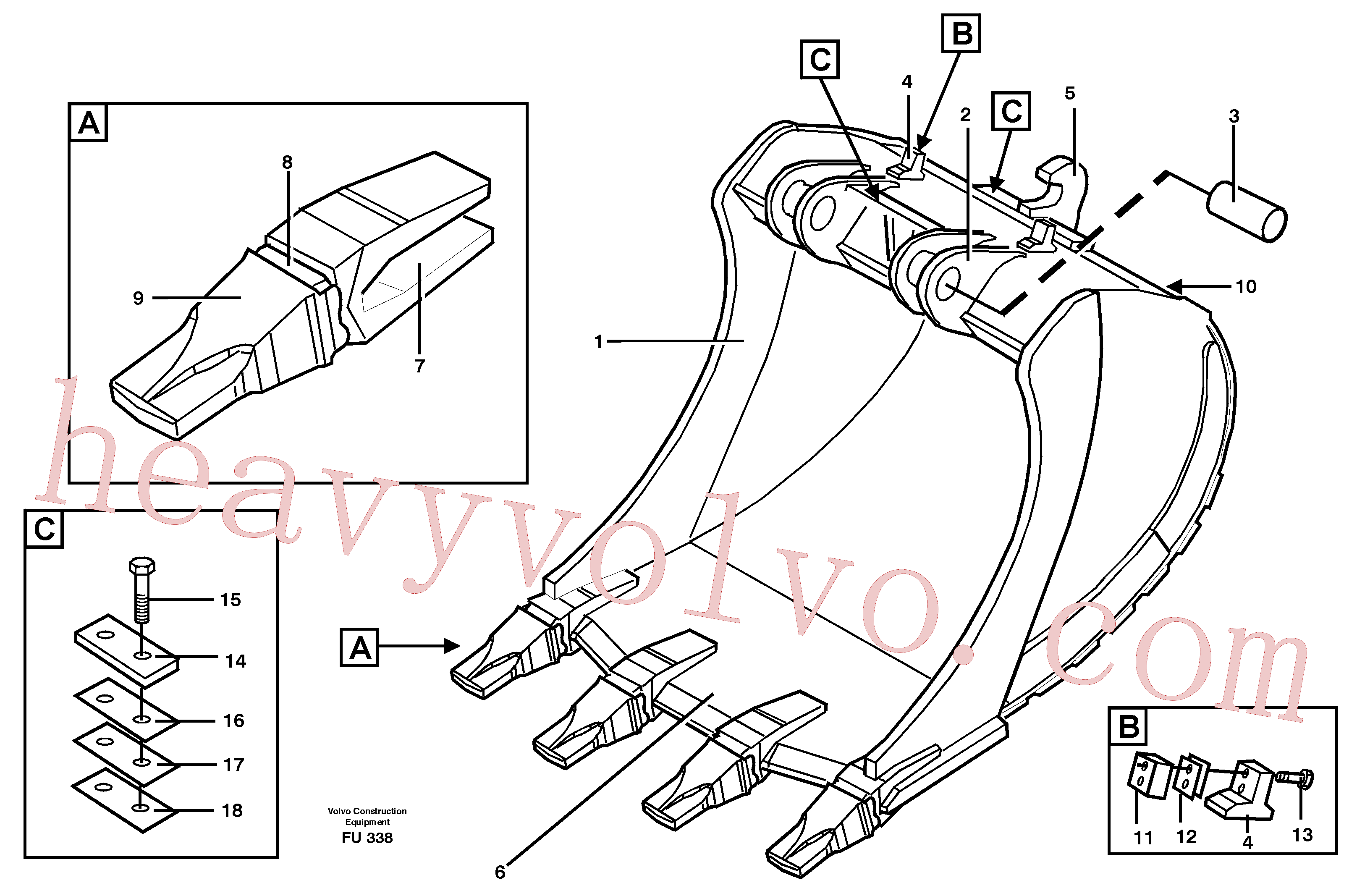 VOE14343161 for Volvo Buckets for Quickfit Esco Super V(FU338 assembly)