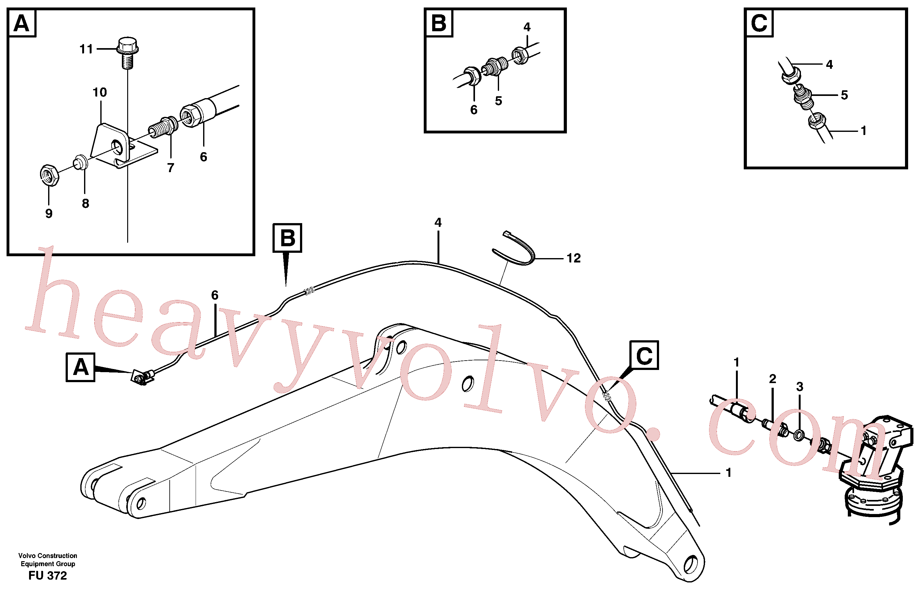 VOE14012384 for Volvo Hydraulic system, leak-off line boom, 5,8m(FU372 assembly)