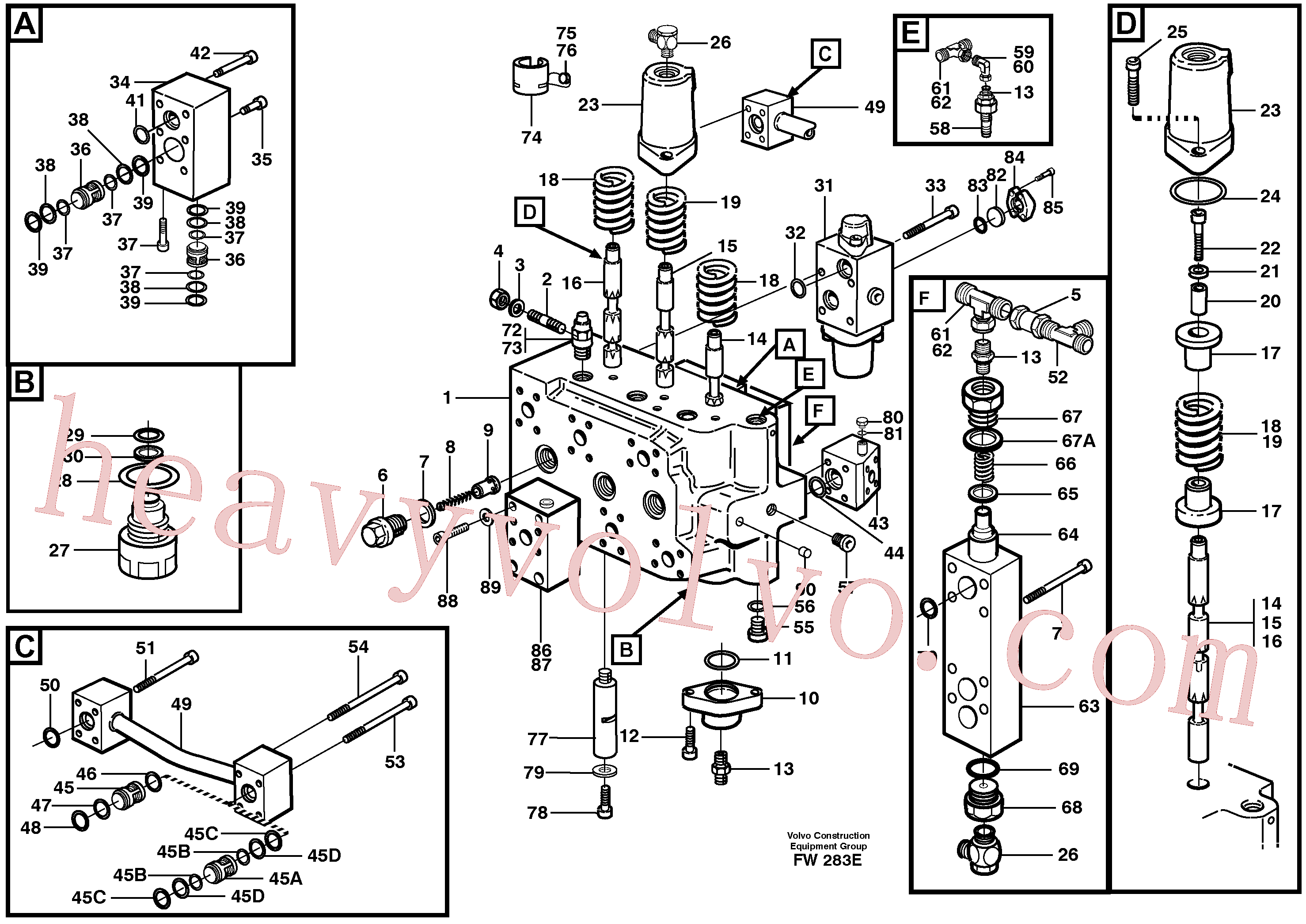 VOE11702873 for Volvo Main valve assembly, boom, track Lh, bucket(FW283E assembly)