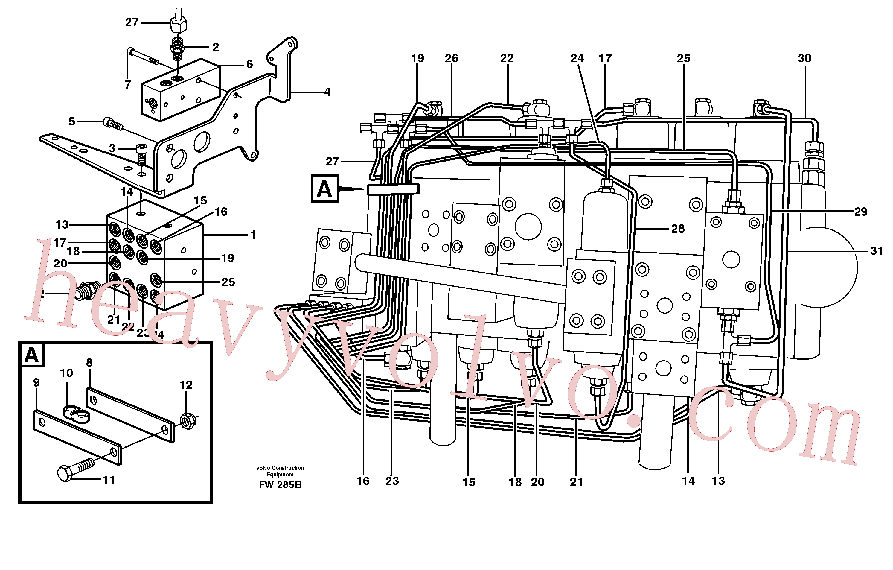 VOE14343930 for Volvo Main valve assembly, tubes connections(FW285B assembly)