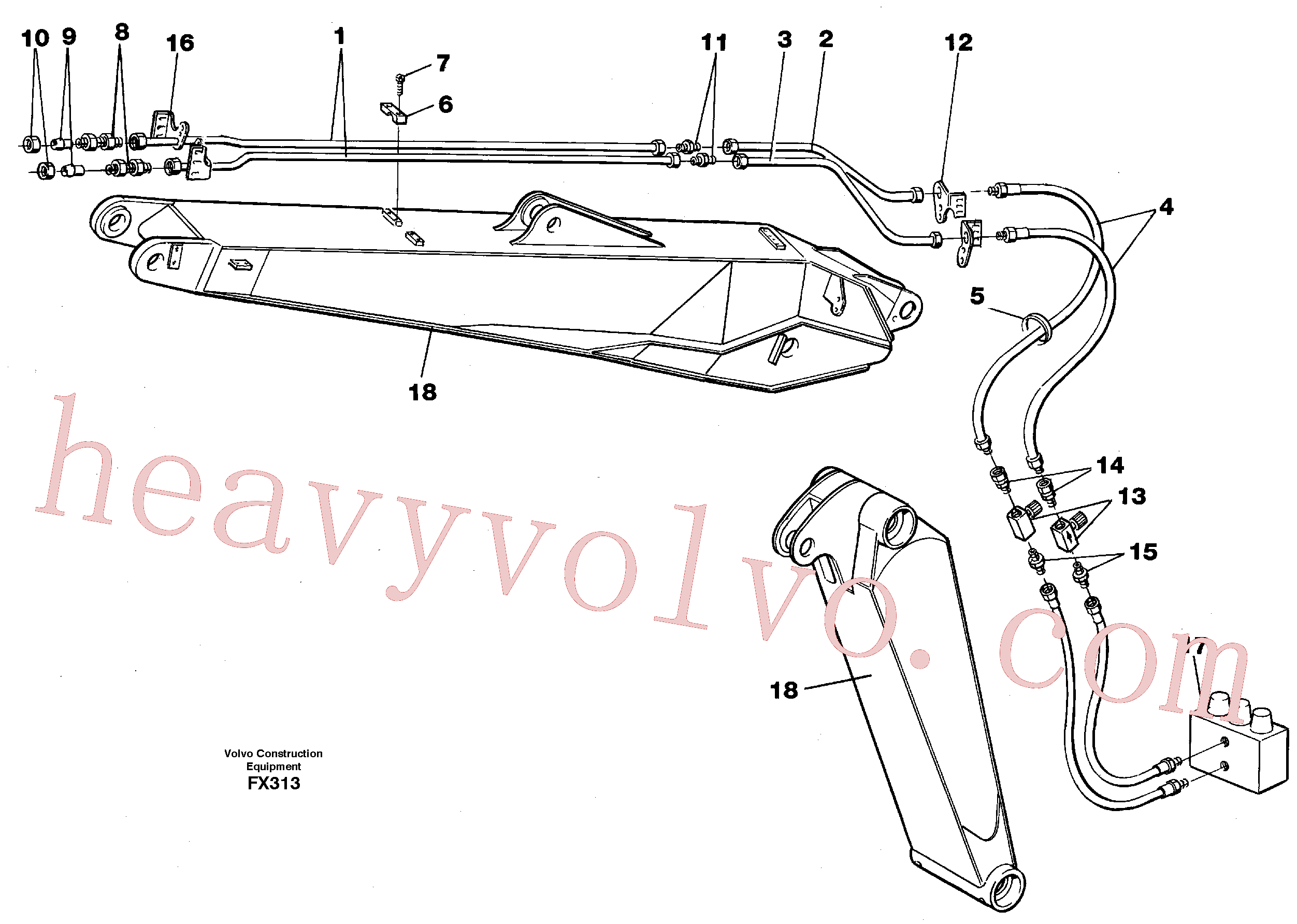 VOE14253464 for Volvo Slope/grab bucket equipment, adjustable boom 4.62m(FX313 assembly)