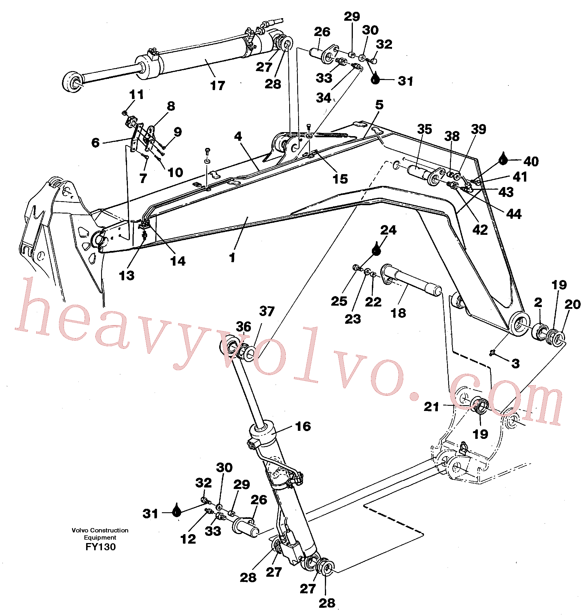 VOE13971065 for Volvo Backhoe boom 4,40m(FY130 assembly)