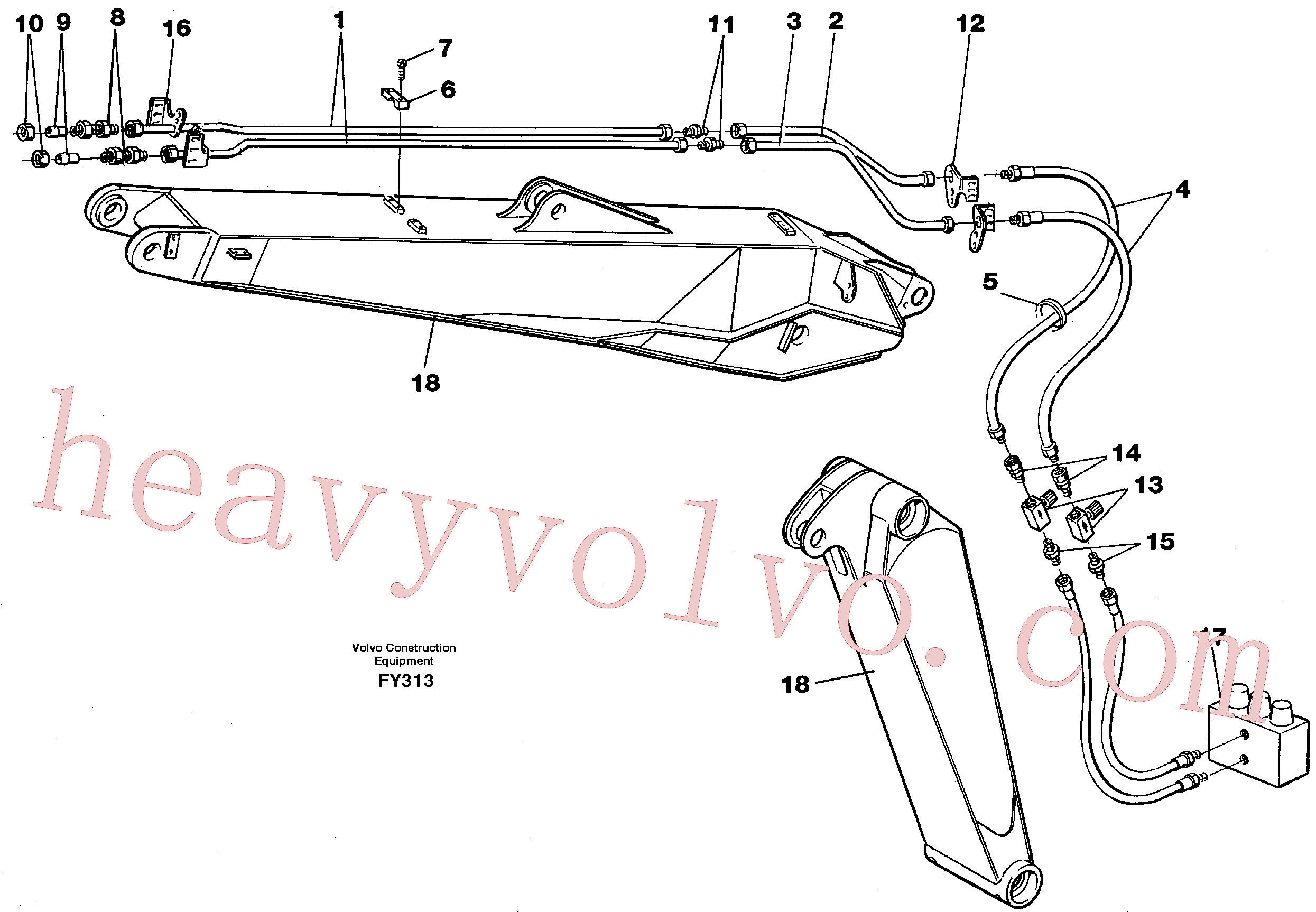 VOE14253464 for Volvo Slope/grab bucket equipment, adjustable boom 4.62m(FY313 assembly)