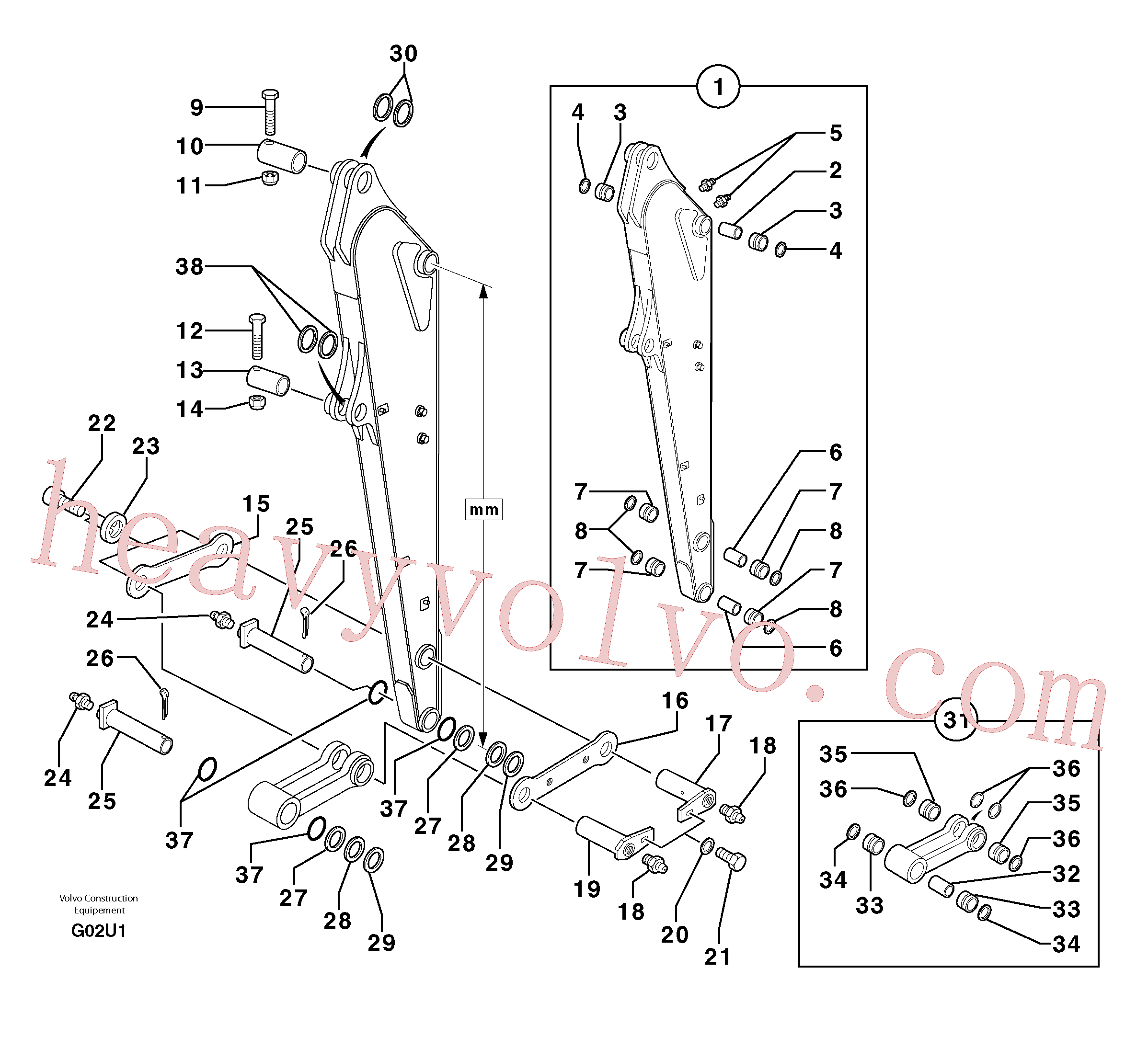 PJ5460408 for Volvo Dipper arm(G02U1 assembly)