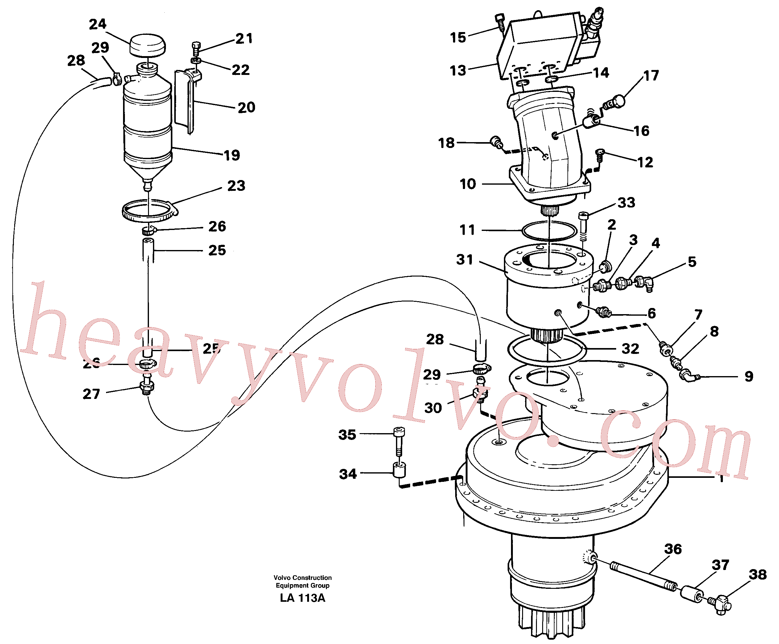 VOE14014146 for Volvo Slewing gear box with fitting parts(LA113A assembly)