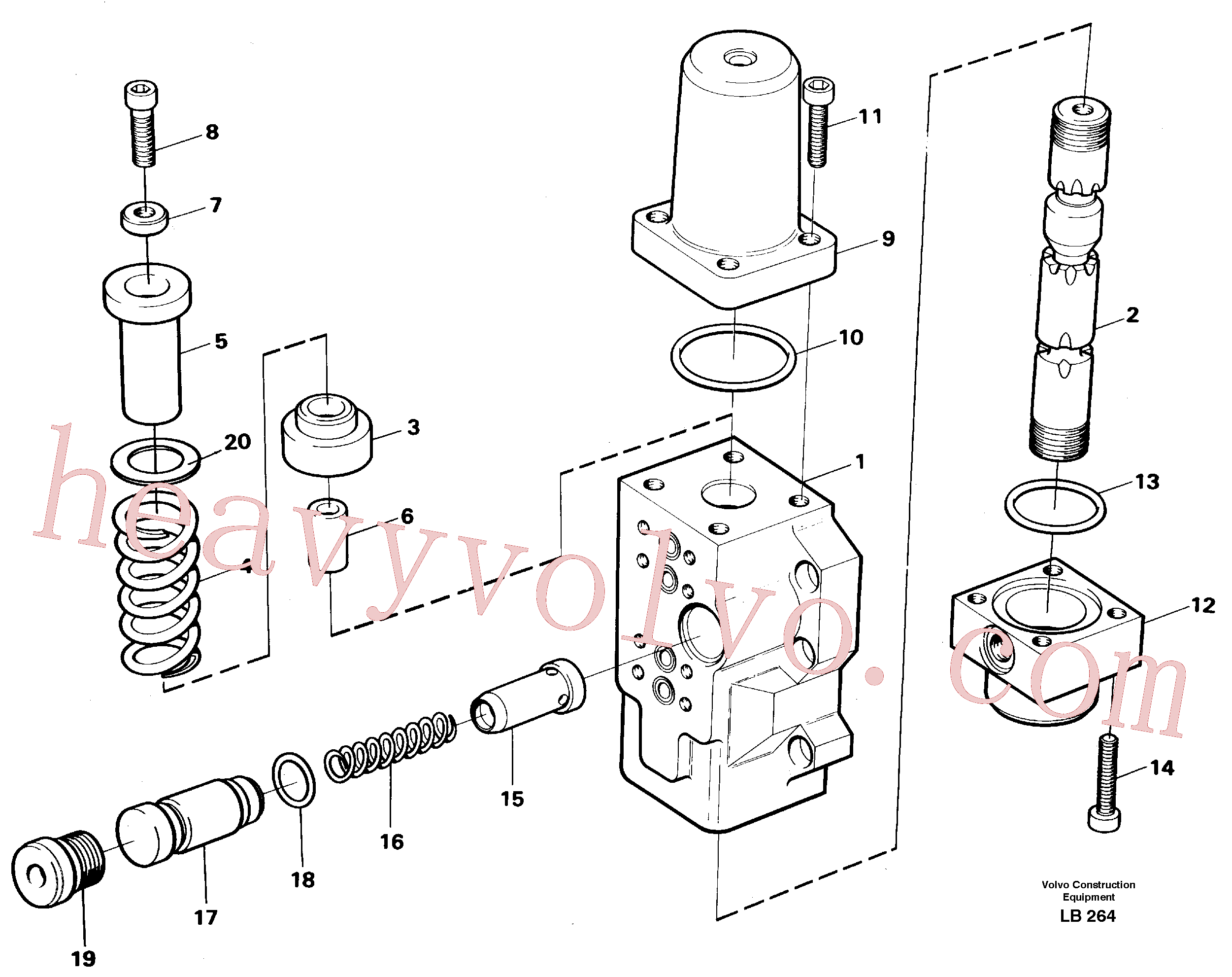 VOE14264484 for Volvo Four-way valve, bucket secondary(LB264 assembly)