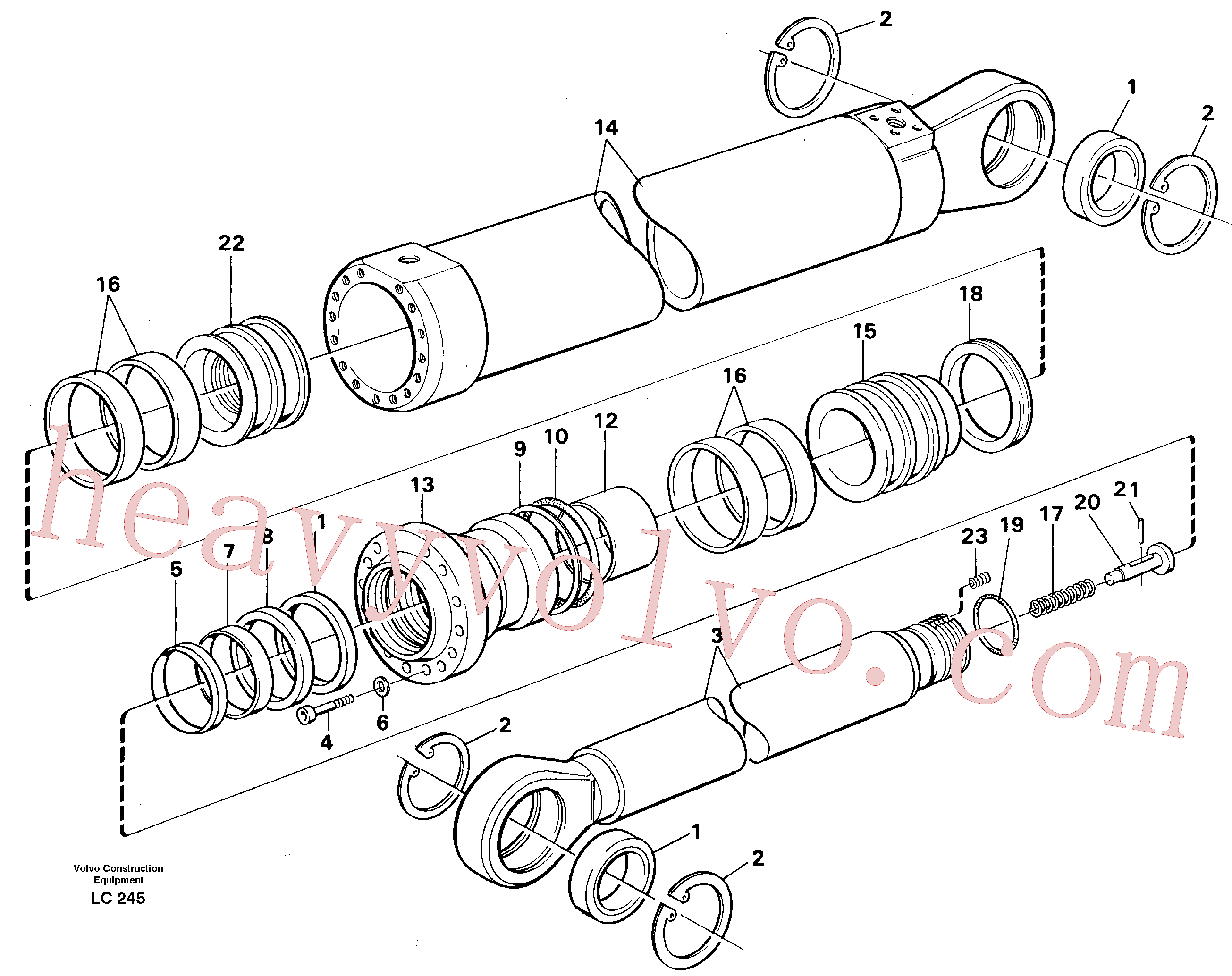 VOE13960237 for Volvo Dipper cylinder for backhoe dipper and mass excavation(LC245 assembly)