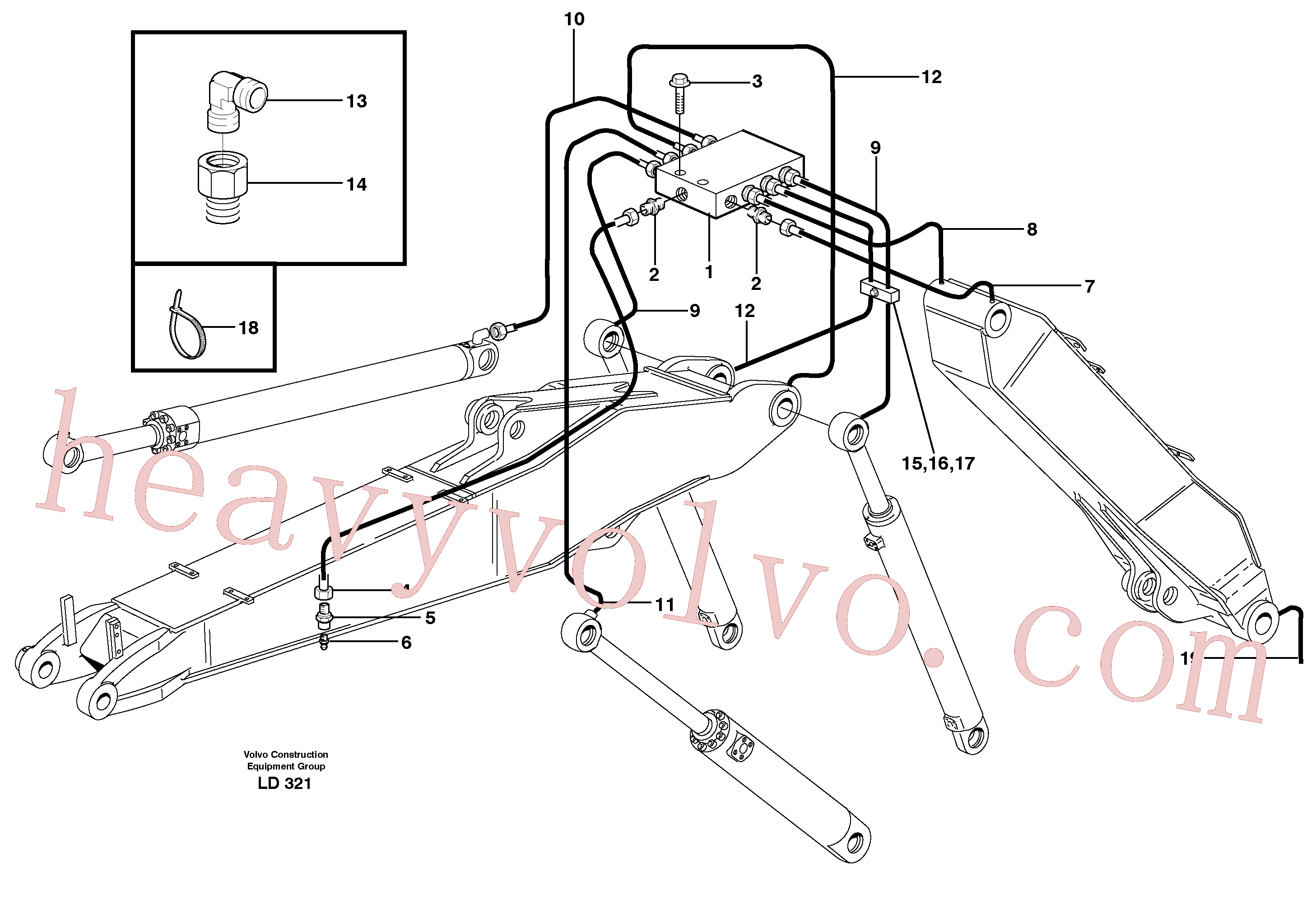 VOE14371961 for Volvo Central lubrication, adjustable boom(LD321 assembly)