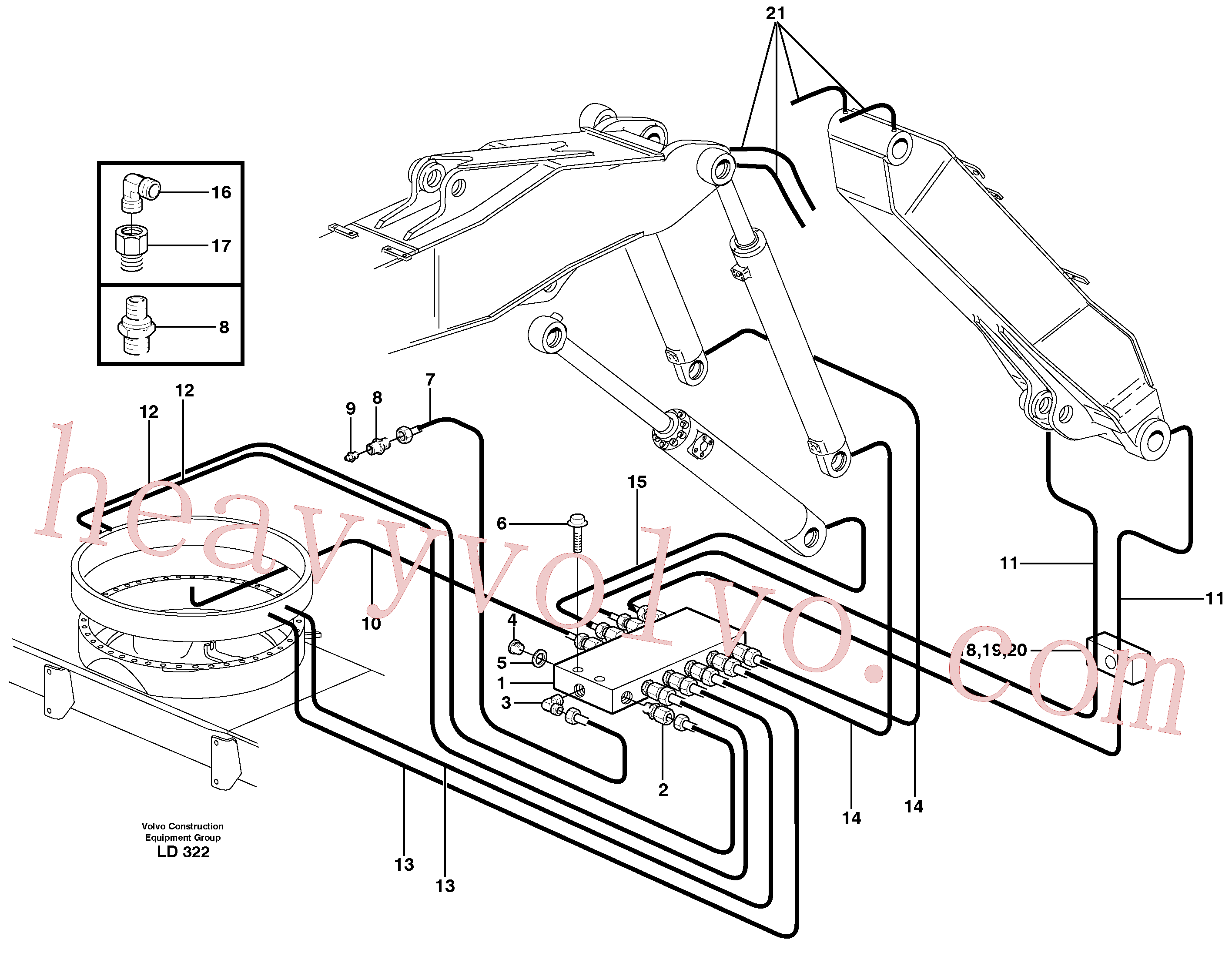 VOE14373497 for Volvo Central lubrication. slewing, adjustable boom(LD322 assembly)