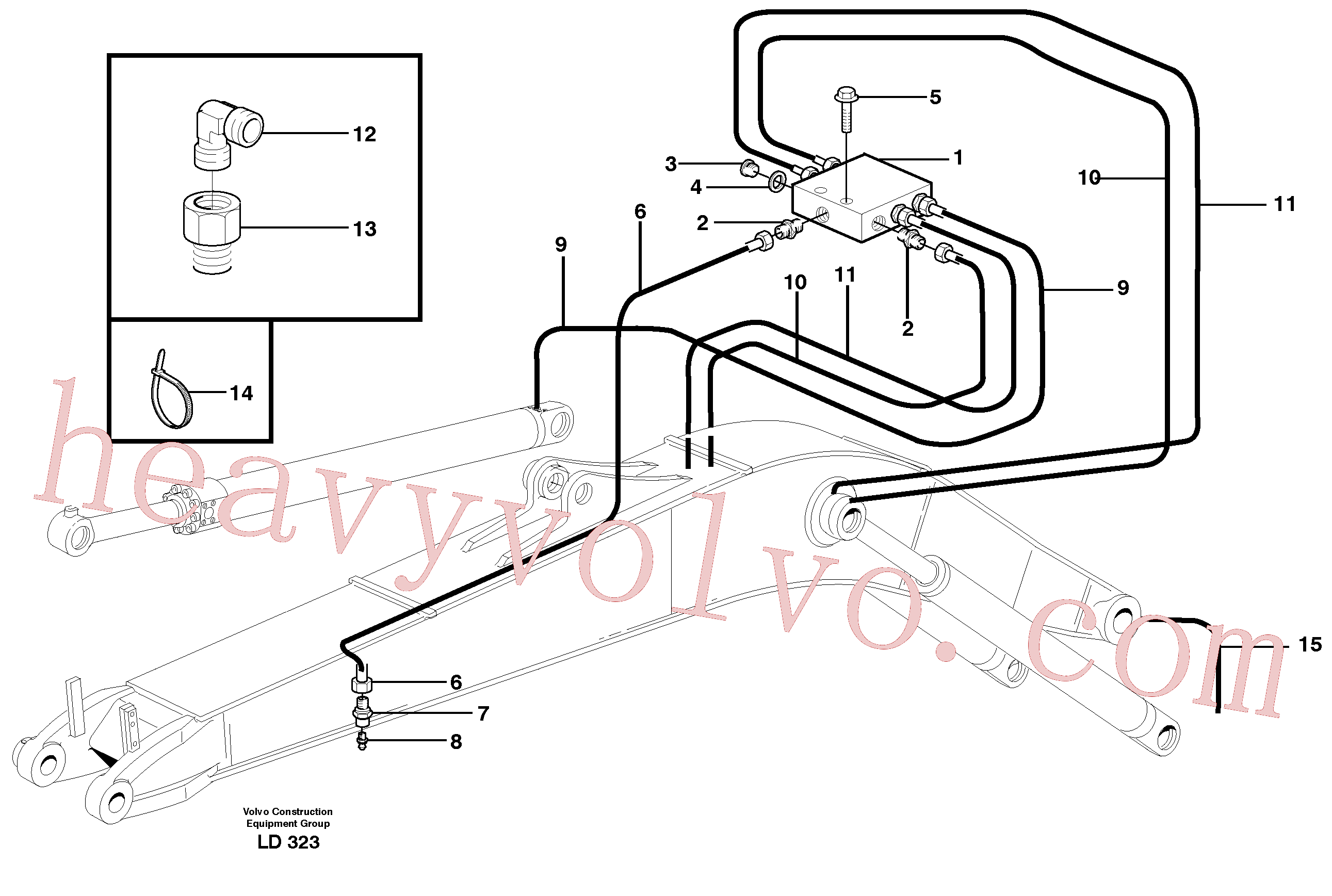 VOE14371961 for Volvo Central lubrication, mono boom(LD323 assembly)