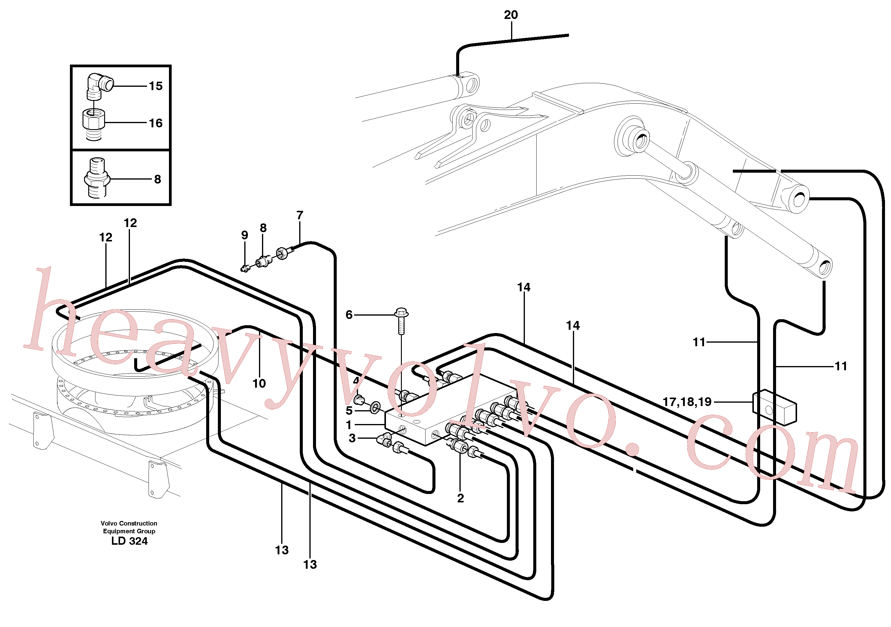 VOE14370227 for Volvo Central lubrication. slewing, mono boom(LD324 assembly)