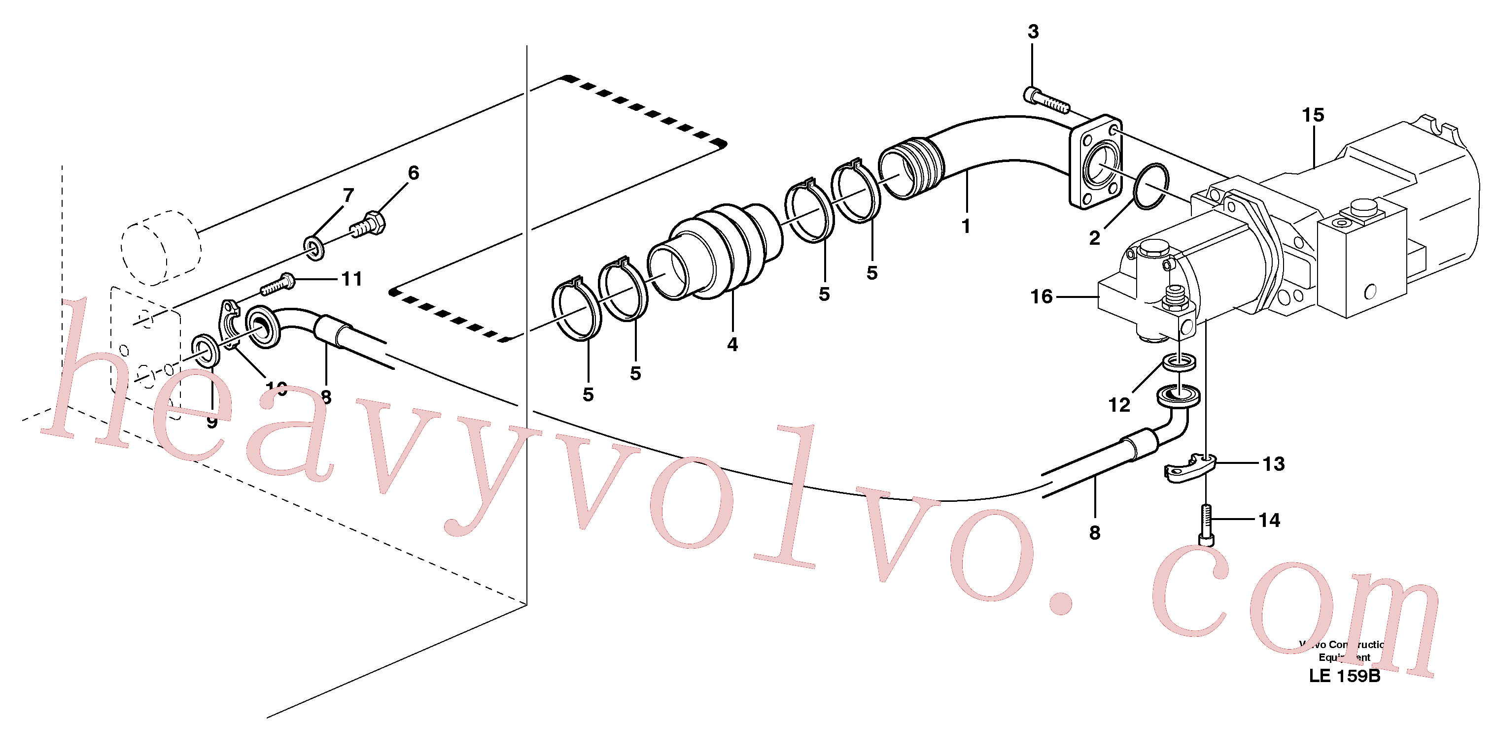 VOE14370095 for Volvo Hydraulic system suction lines(LE159B assembly)