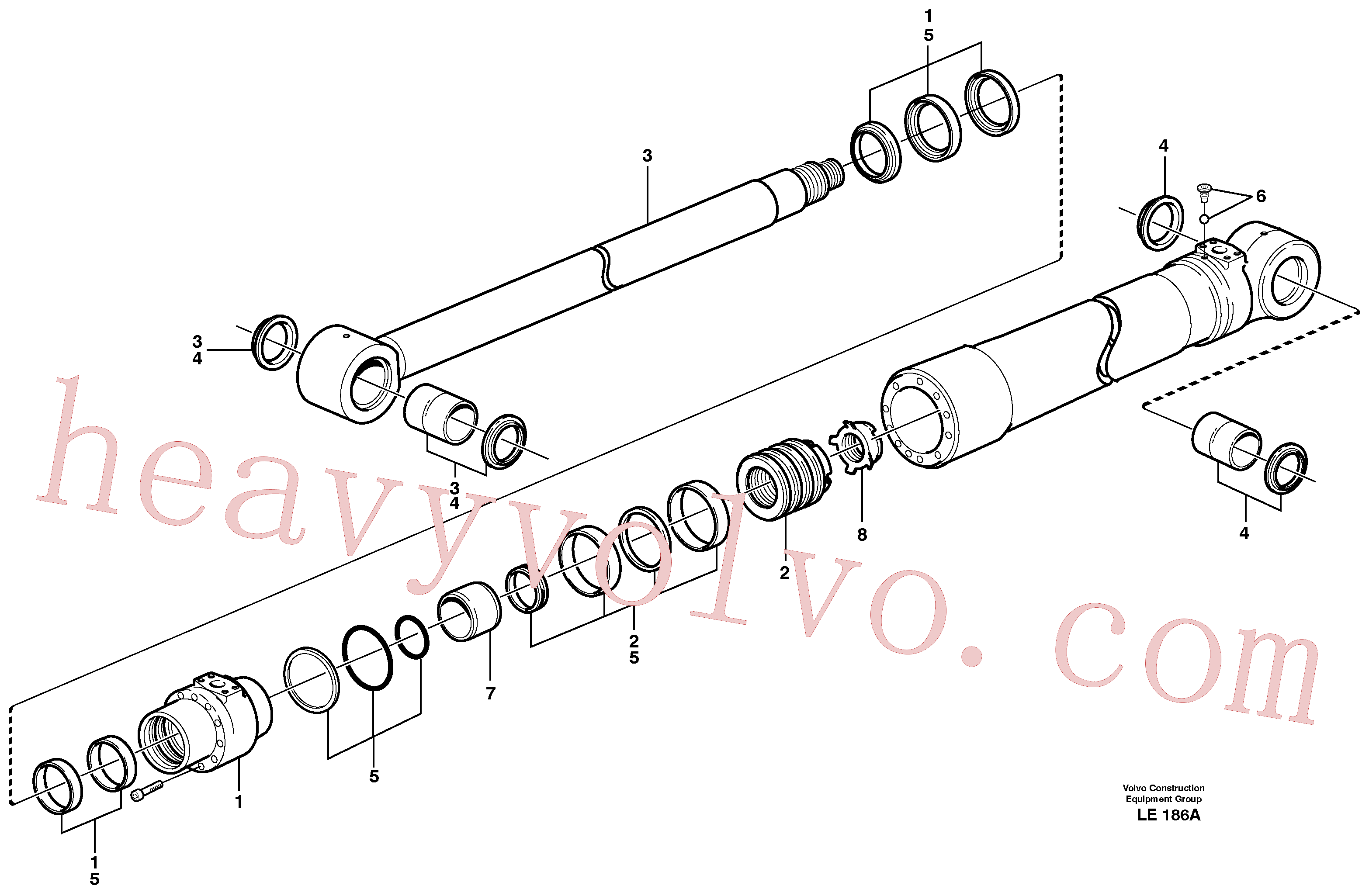 VOE11714560 for Volvo Dipper arm cylinder, adjustable boom(LE186A assembly)