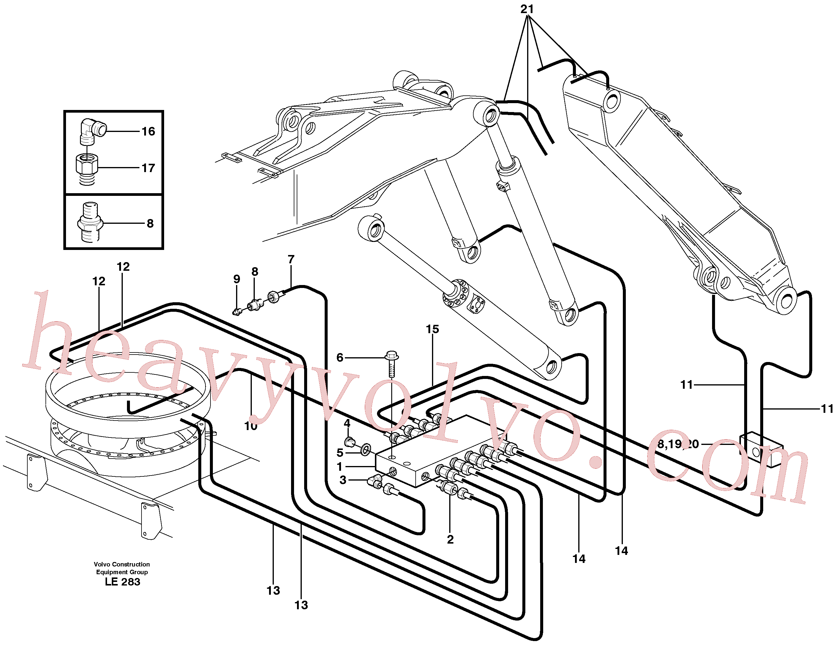 VOE14373497 for Volvo Central lubrication. slewing, adjustable boom(LE283 assembly)