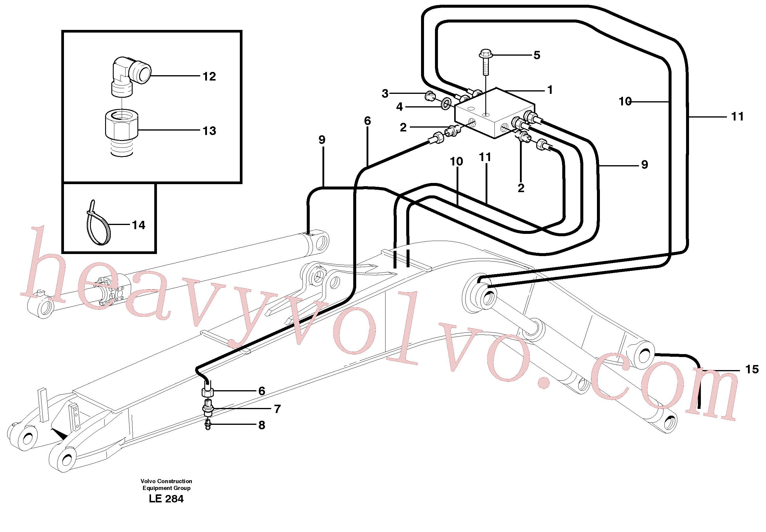 VOE14371961 for Volvo Central lubrication, mono boom(LE284 assembly)