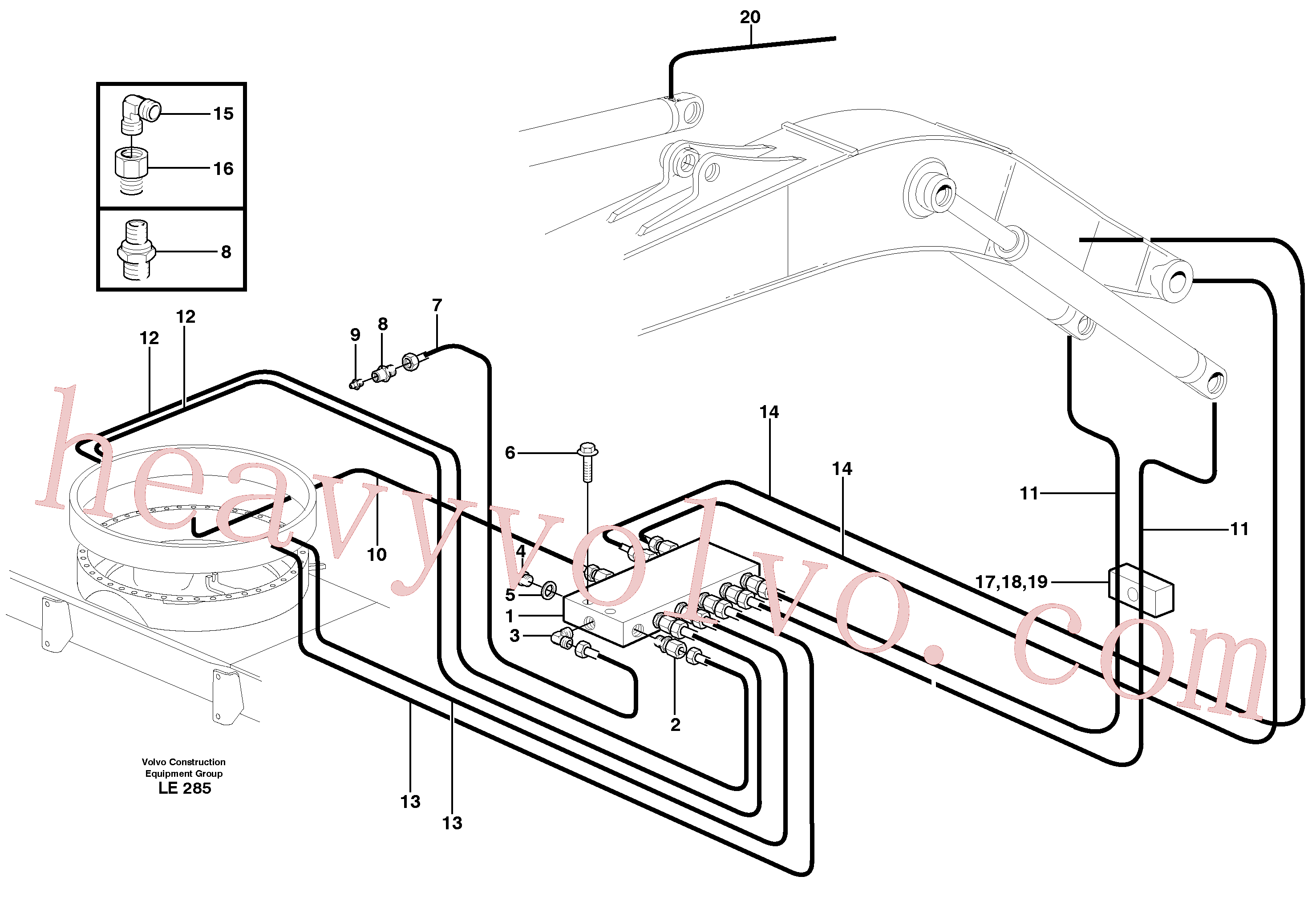 VOE14370227 for Volvo Central lubrication. slewing, mono boom(LE285 assembly)