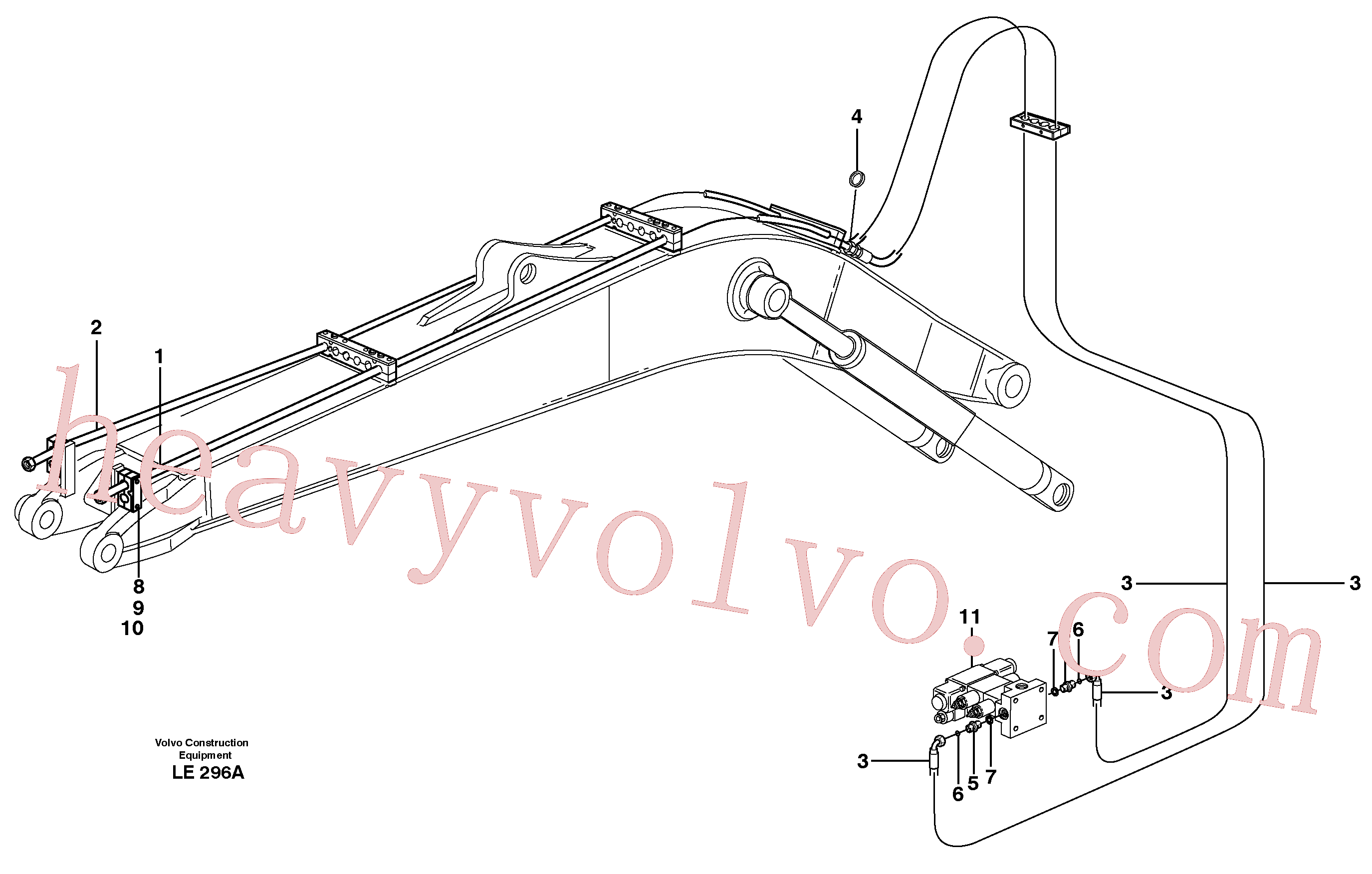 VOE14372997 for Volvo Hydr. equipm. on monoboom, 5,0m, X3(LE296A assembly)