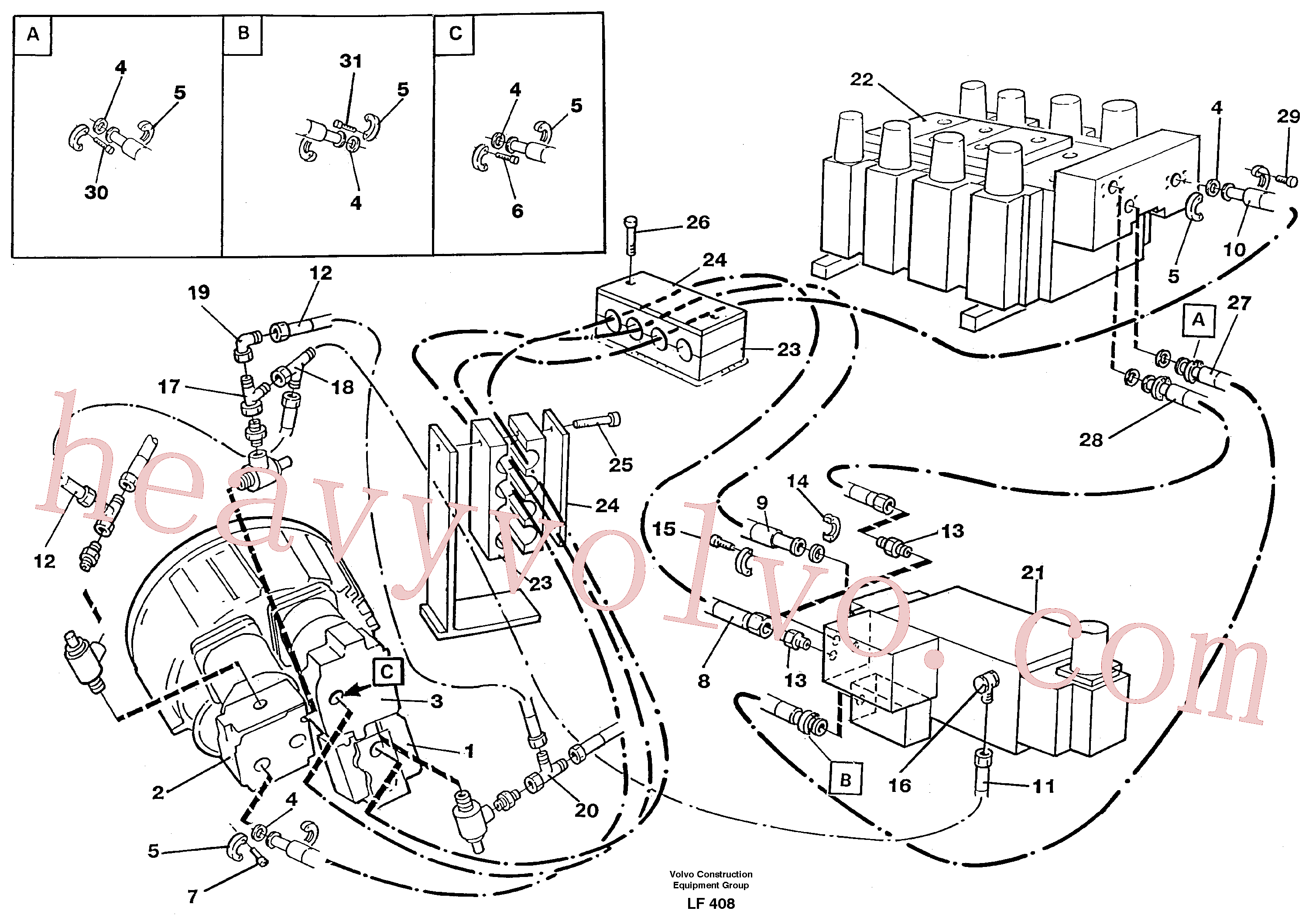 VOE14215484 for Volvo Hydraulic system, feeding lines(LF408 assembly)