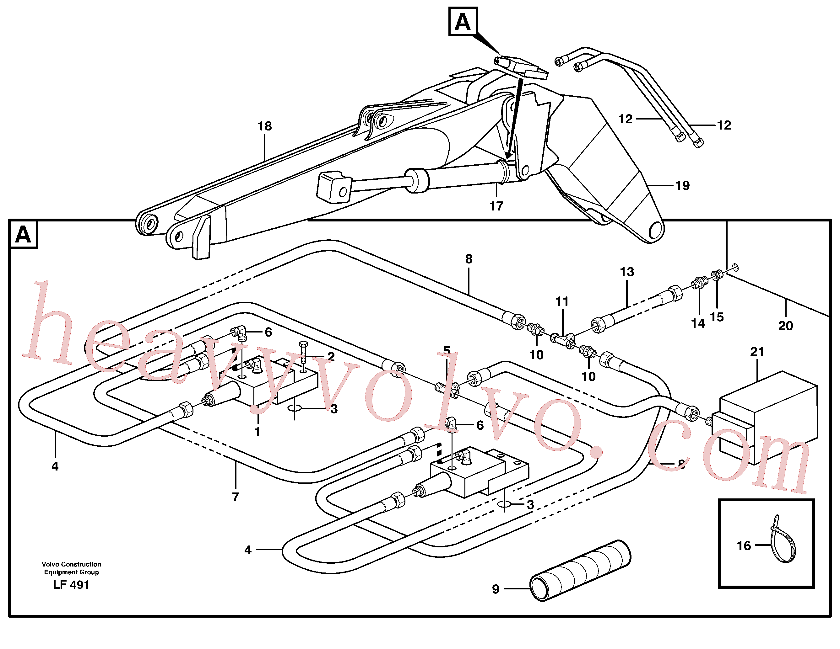 VOE14257605 for Volvo Hydraulic system, line brk valve,tilt cylinder(LF491 assembly)