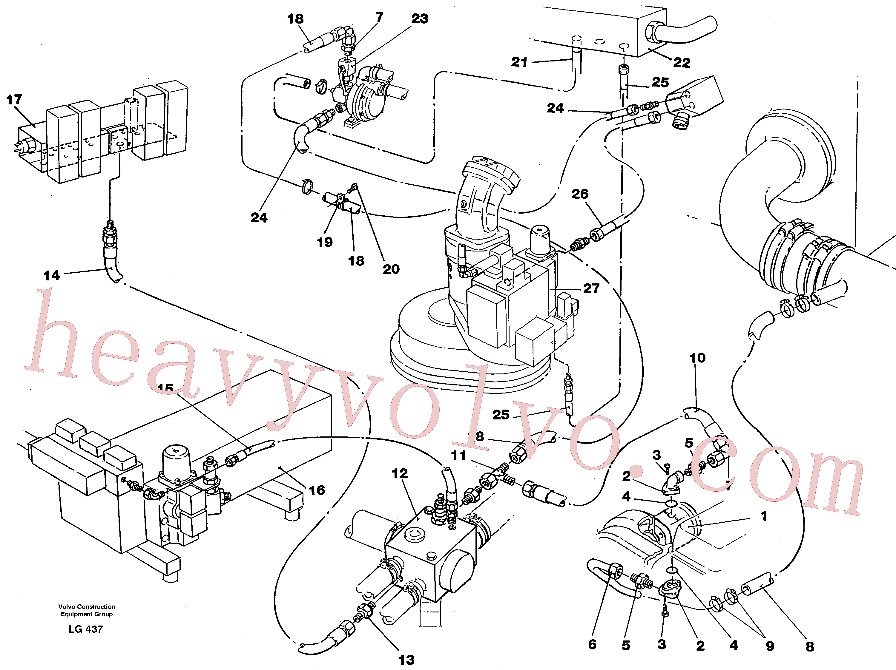 VOE14250568 for Volvo Hydraulic line, servo pump(LG437 assembly)