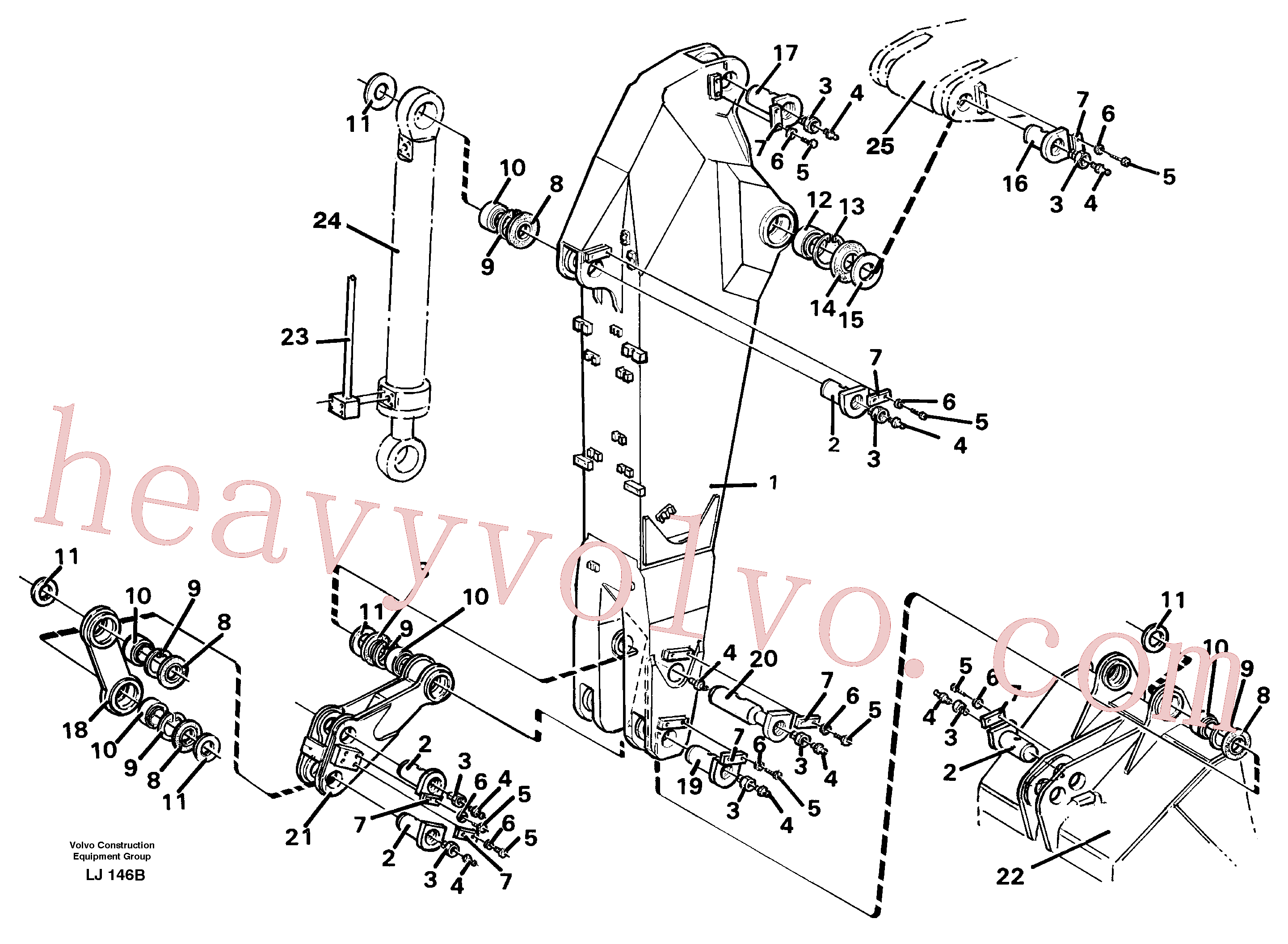 VOE14252548 for Volvo Backhoe dipper arm 2.25m(LJ146B assembly)