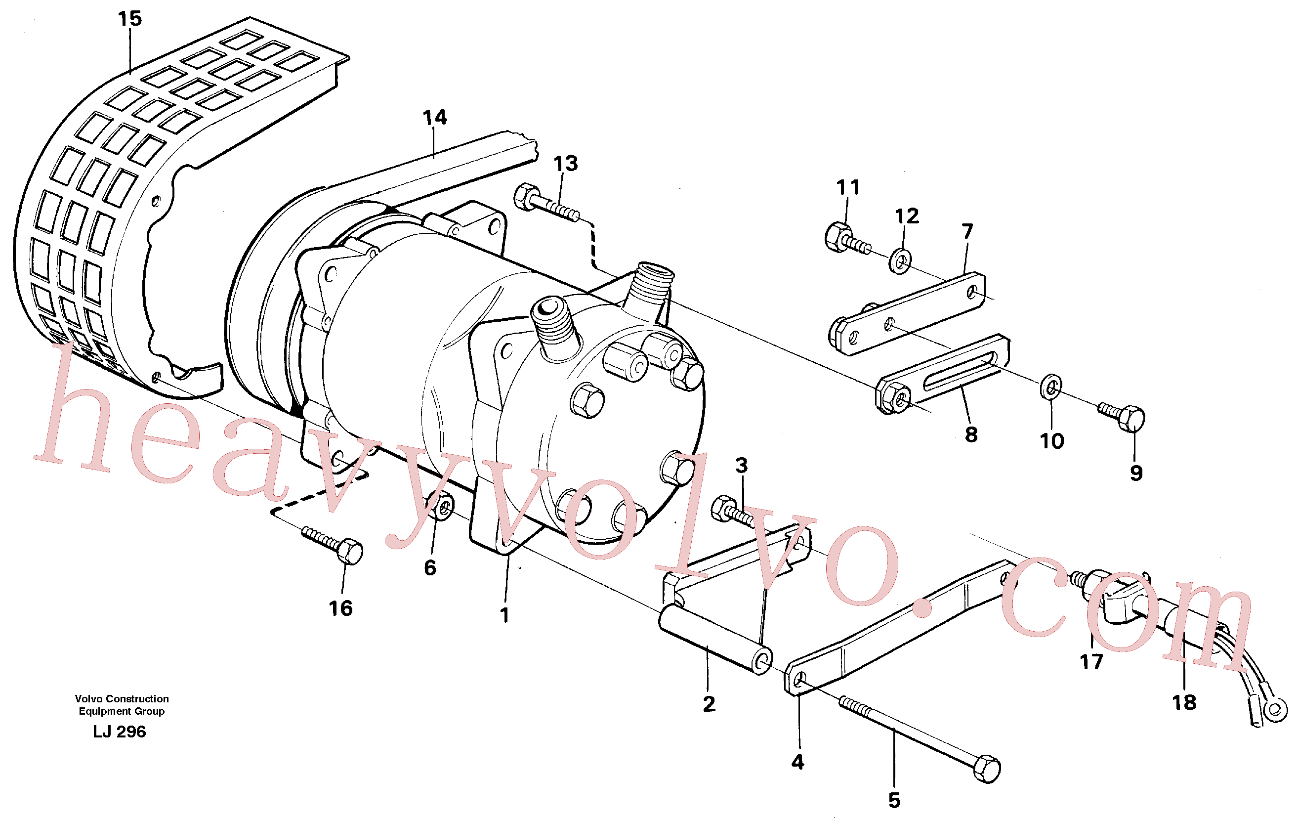 VOE14247403 for Volvo Compressor with fitting parts. Cooling agent, R12(LJ296 assembly)