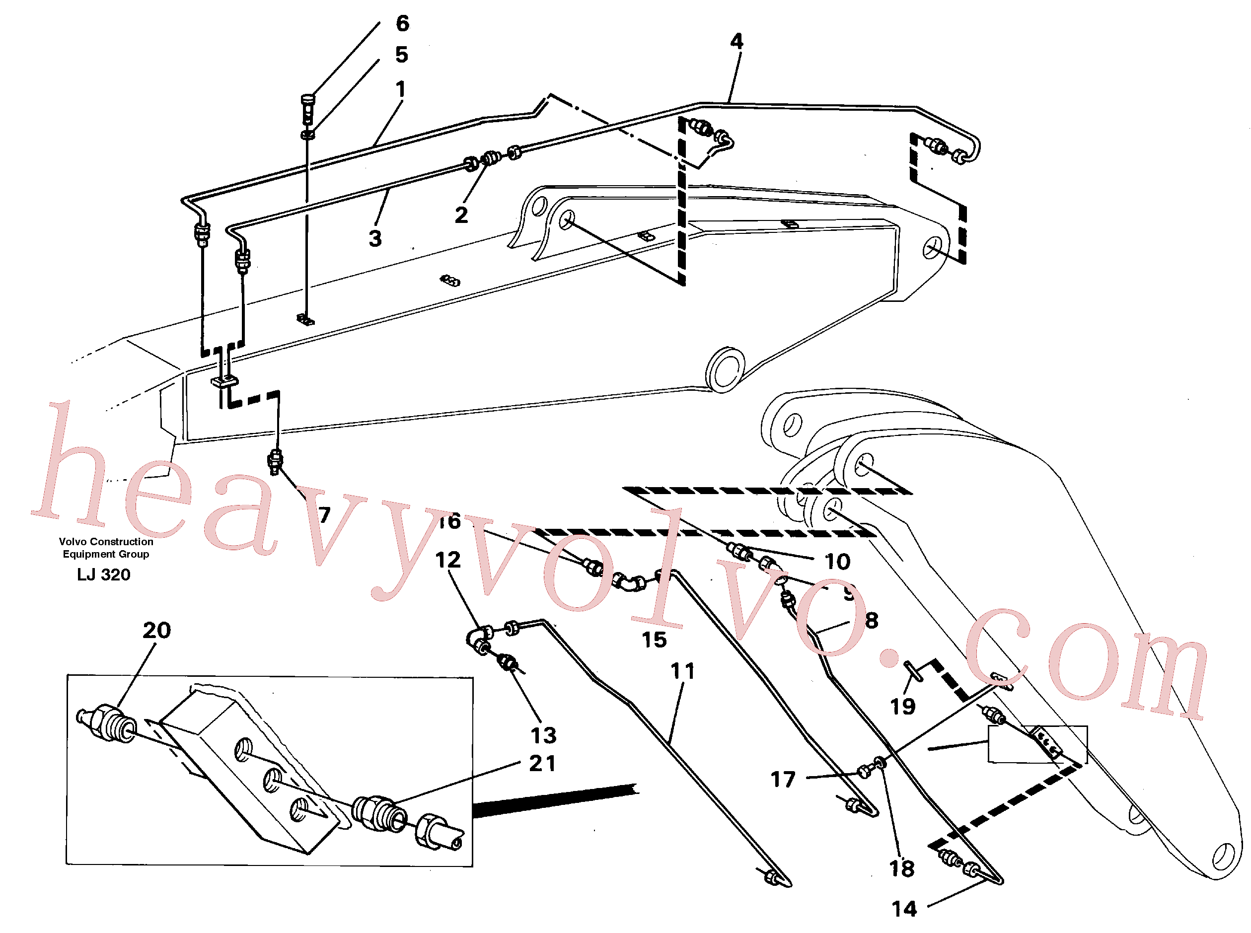 VOE14261058 for Volvo Backhoe lubricating. Adjustable boom.(LJ320 assembly)