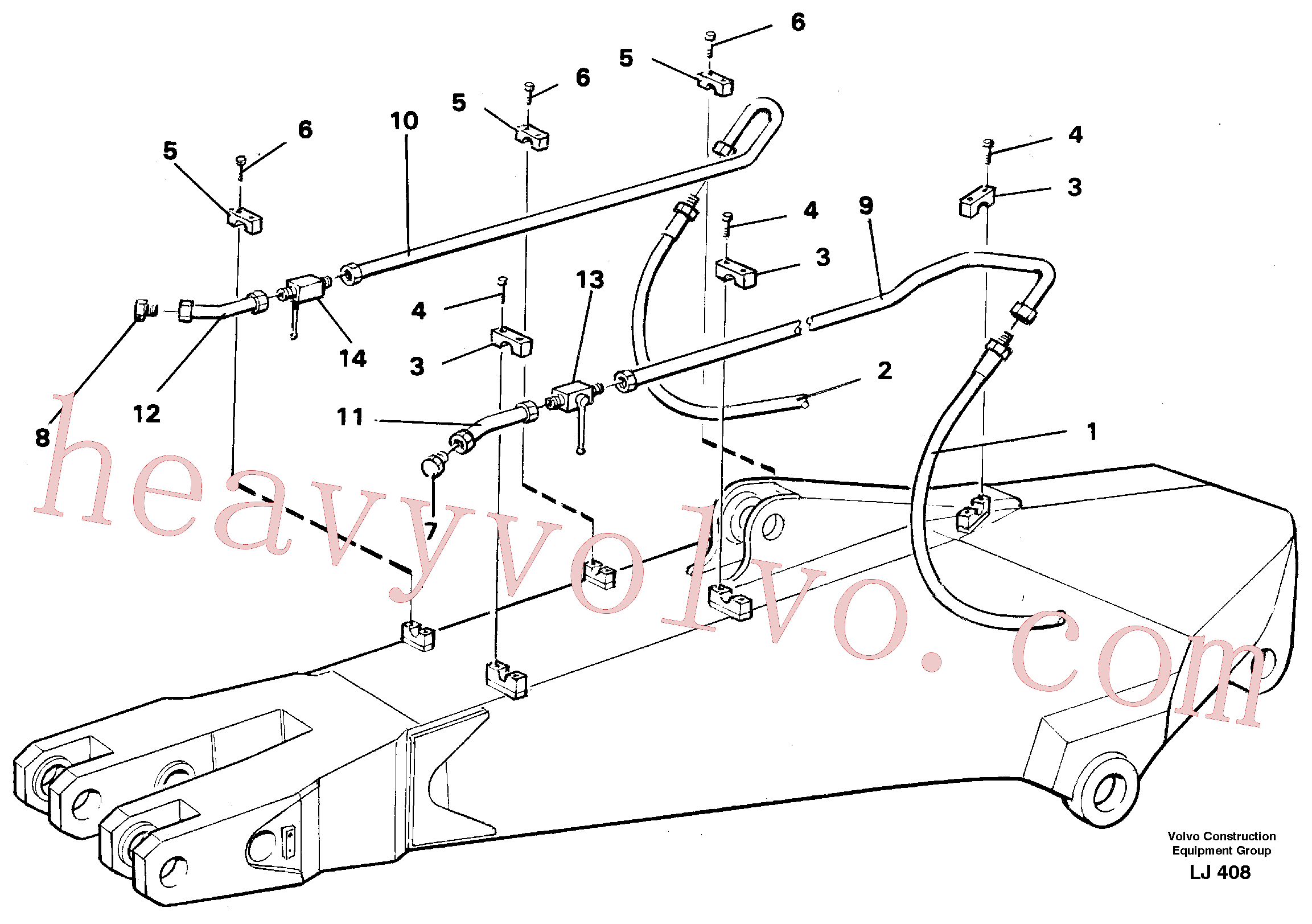 VOE14254494 for Volvo Hammer hydraulics for dipper arm incl. shut-offcocks.(LJ408 assembly)