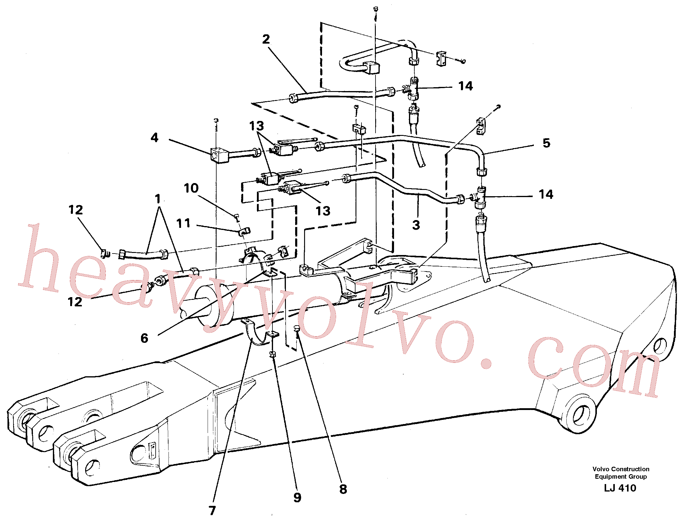 VOE14249976 for Volvo Parallel connected grab hydraulics incl. shut-offcocks on dipper arms.(LJ410 assembly)