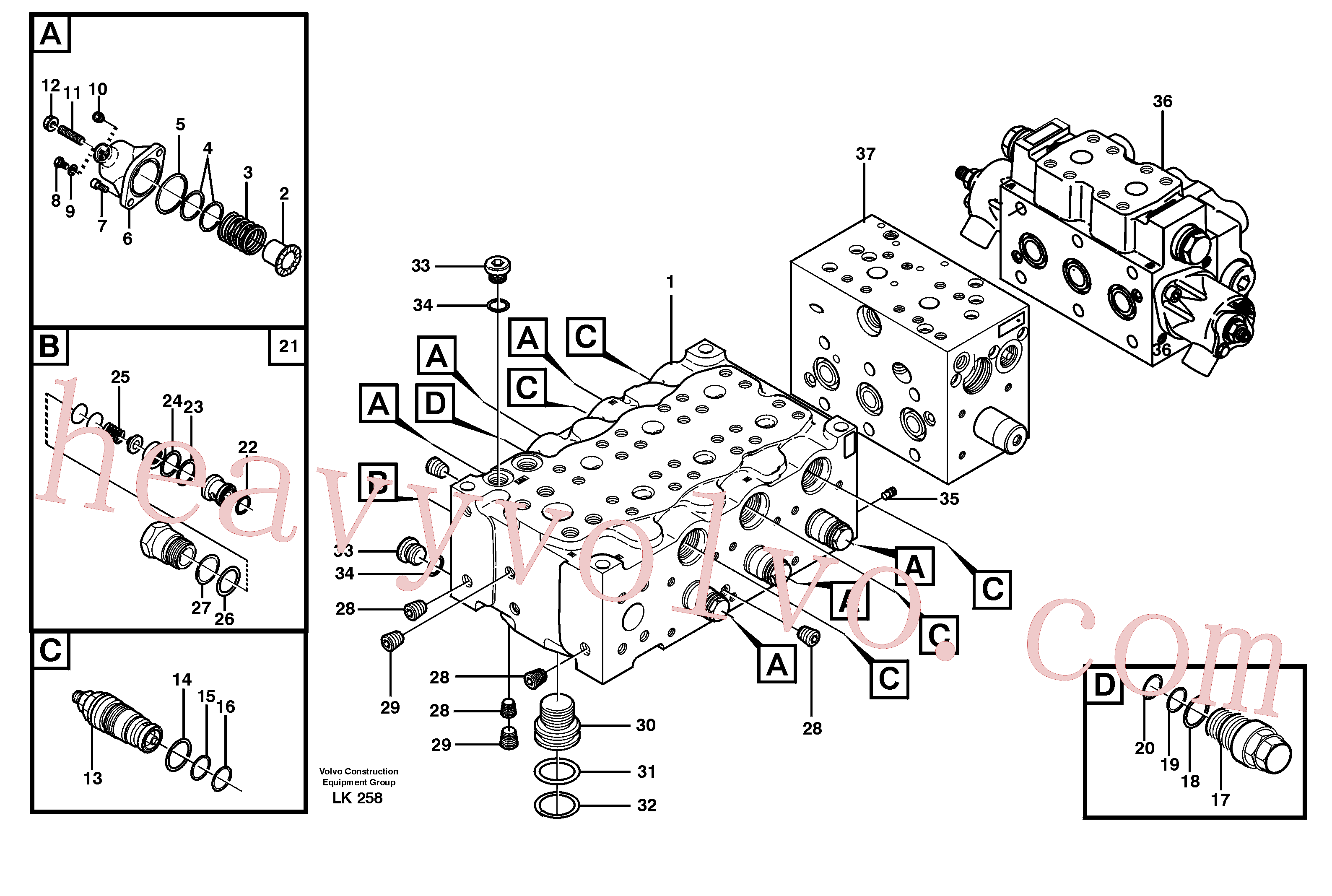 VOE11704921 for Volvo Main valve assembly, B(LK258 assembly)