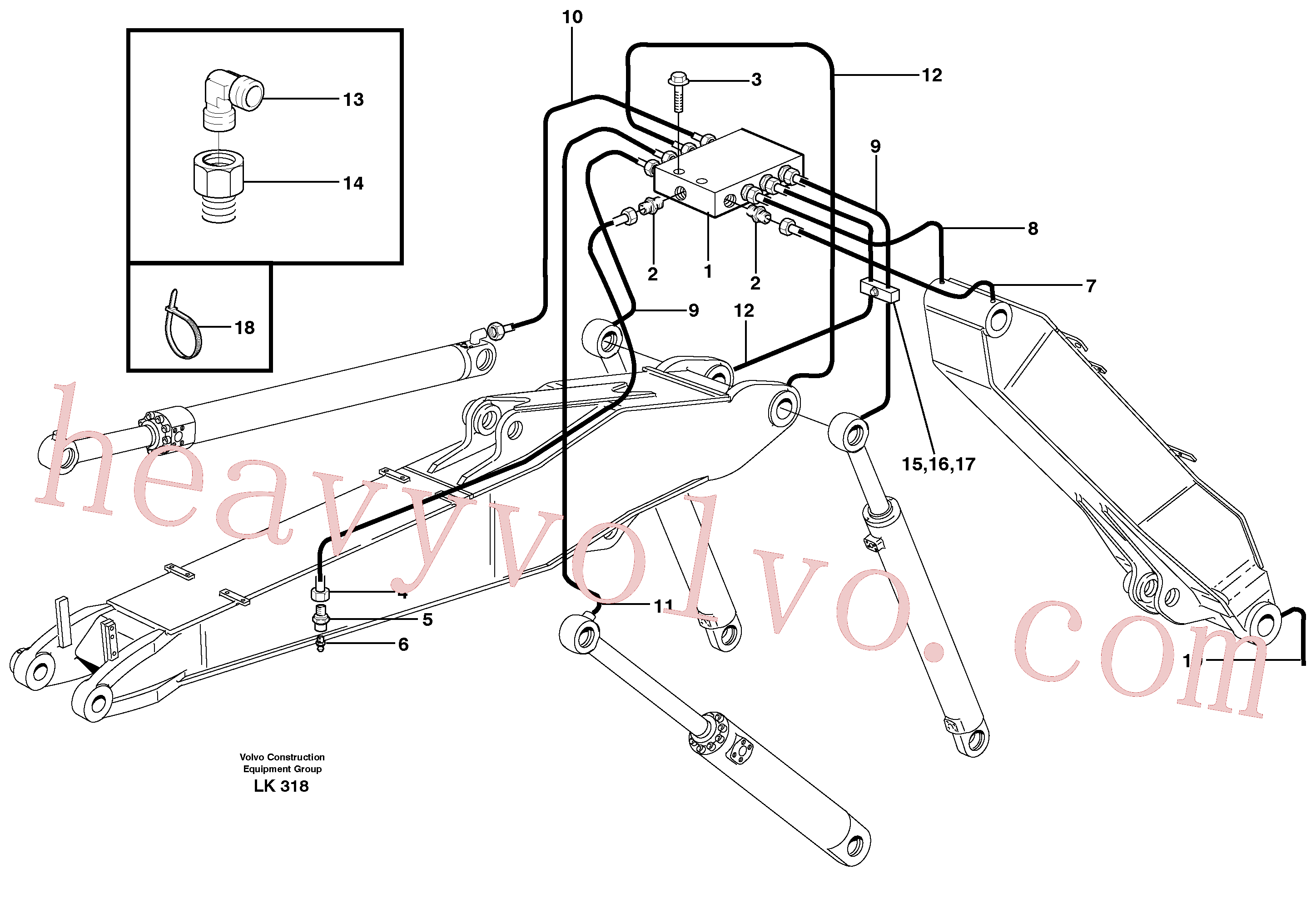 VOE14371961 for Volvo Central lubrication, adjustable boom(LK318 assembly)