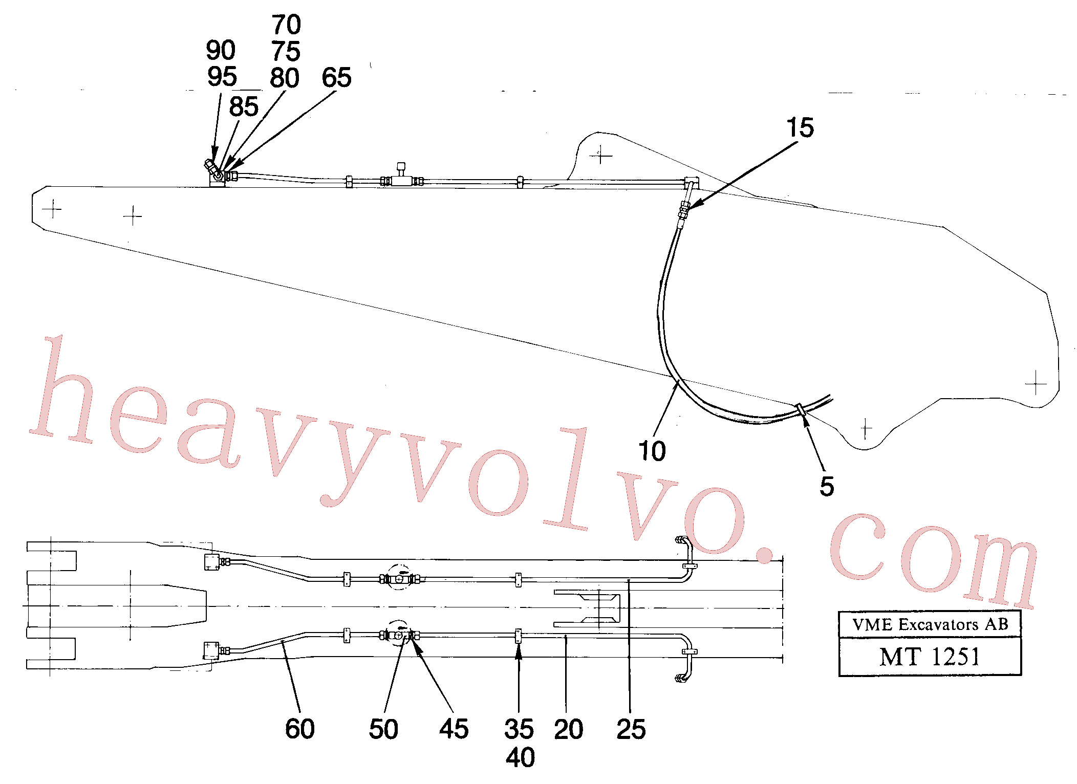 VOE14240722 for Volvo Slope bucket equipment on3,30 m dipper tubes on top, Slope bucket equipment on3,30 m dipper, tubes on top(MT1251 assembly)