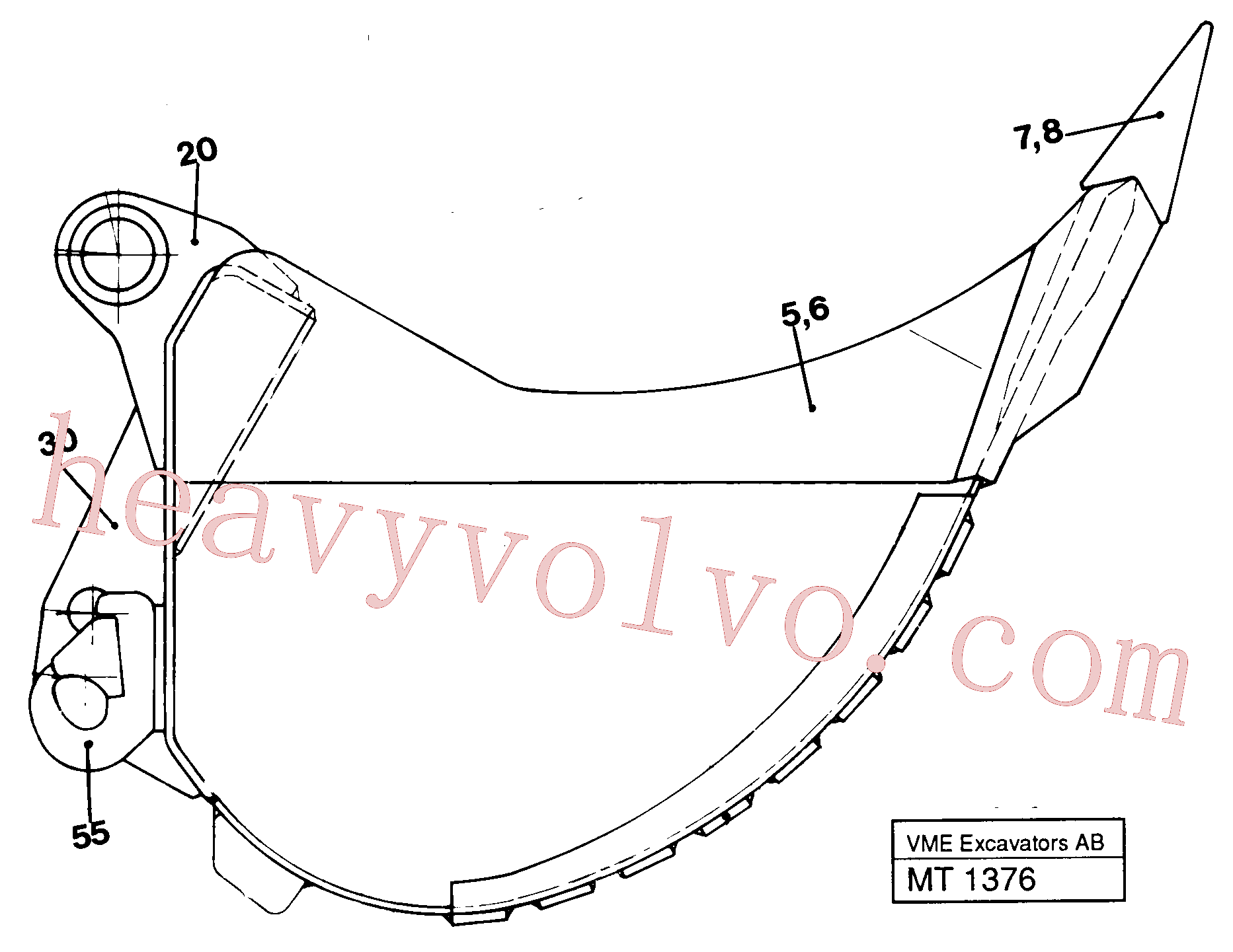 VOE14105000 for Volvo Backhoe buckets, konv. attachment(MT1376 assembly)