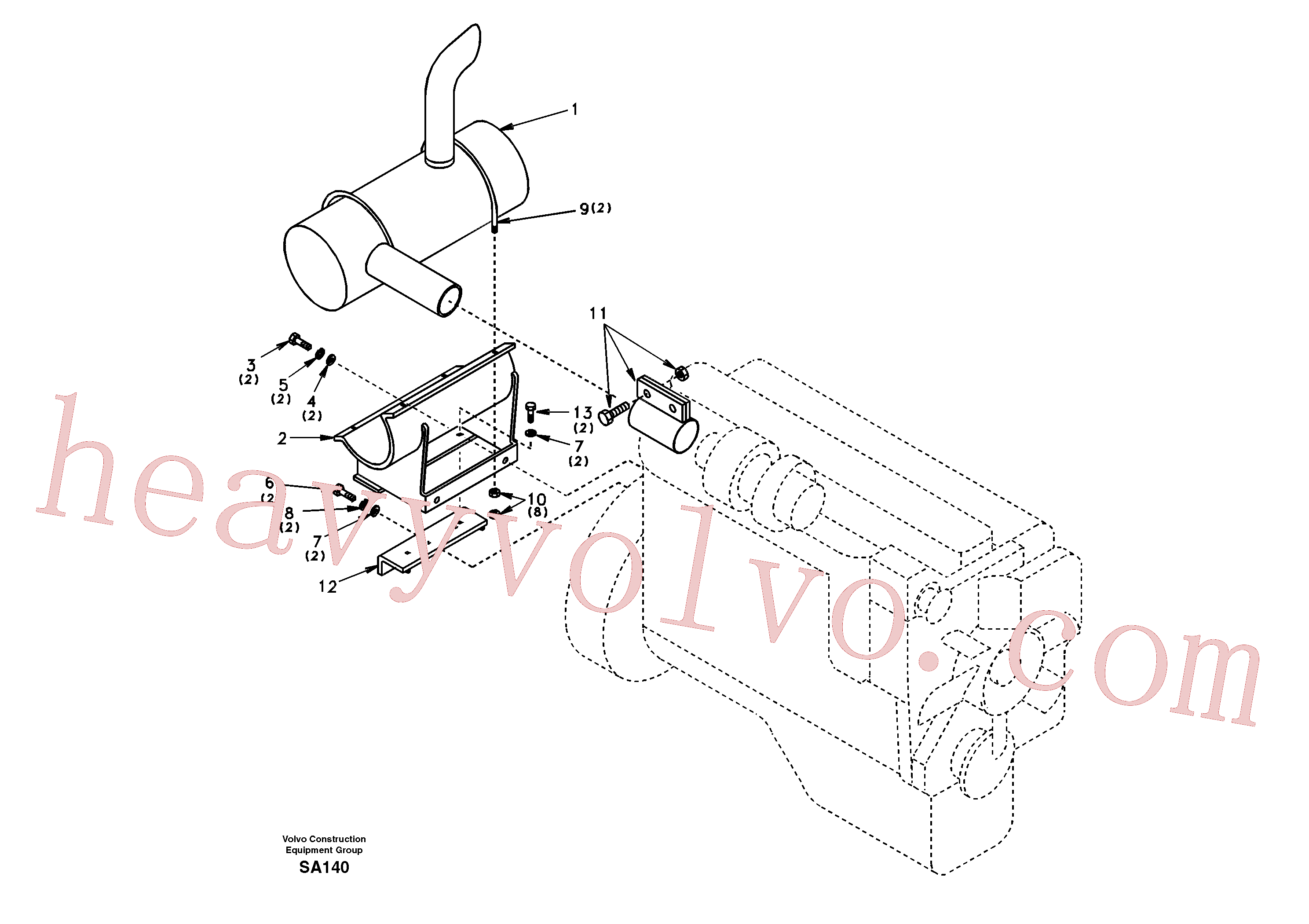 SA9213-12000 for Volvo Exhaust system(SA140 assembly)