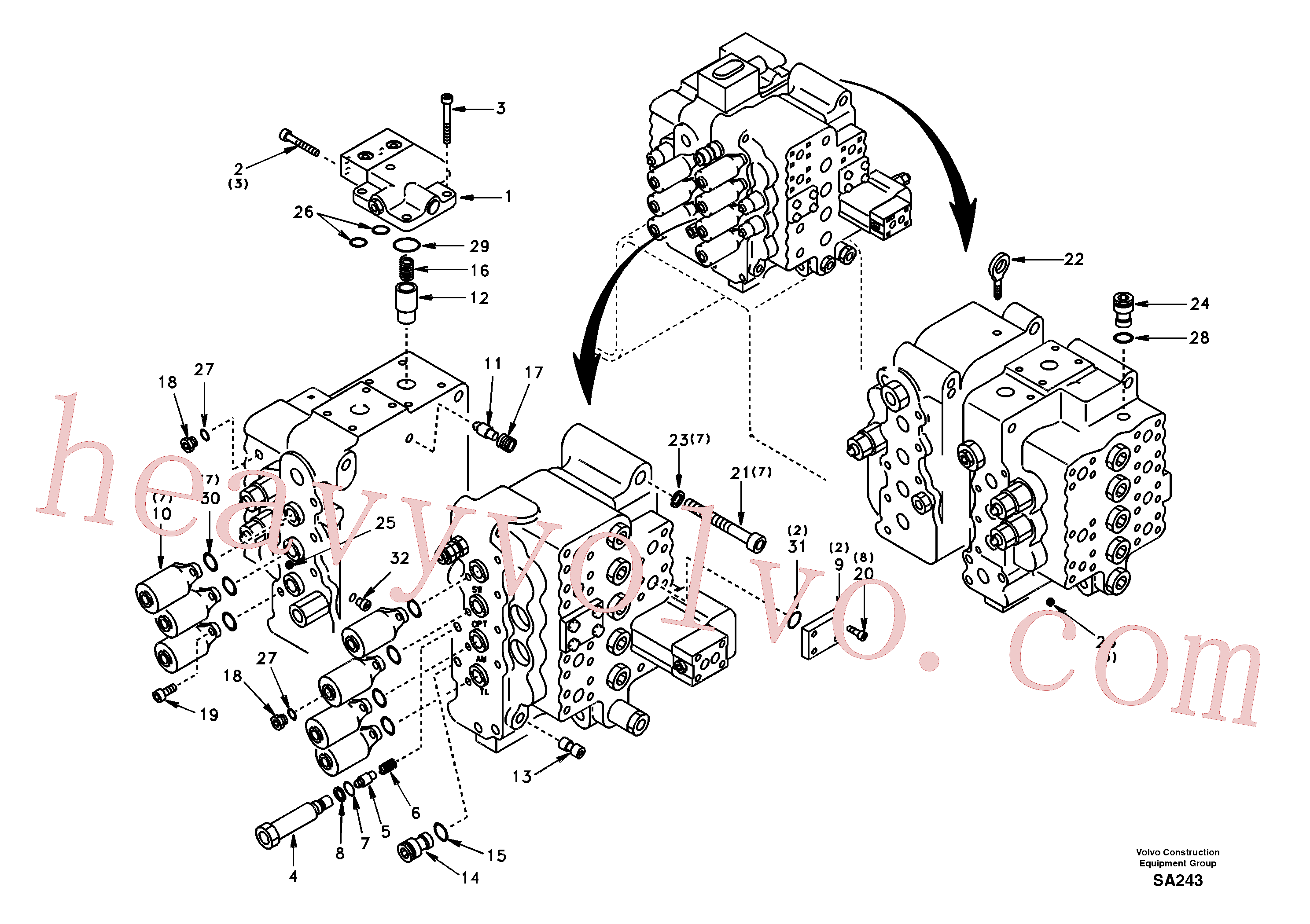 SA9446-30600 for Volvo Control valve with fitting parts.(SA243 assembly)